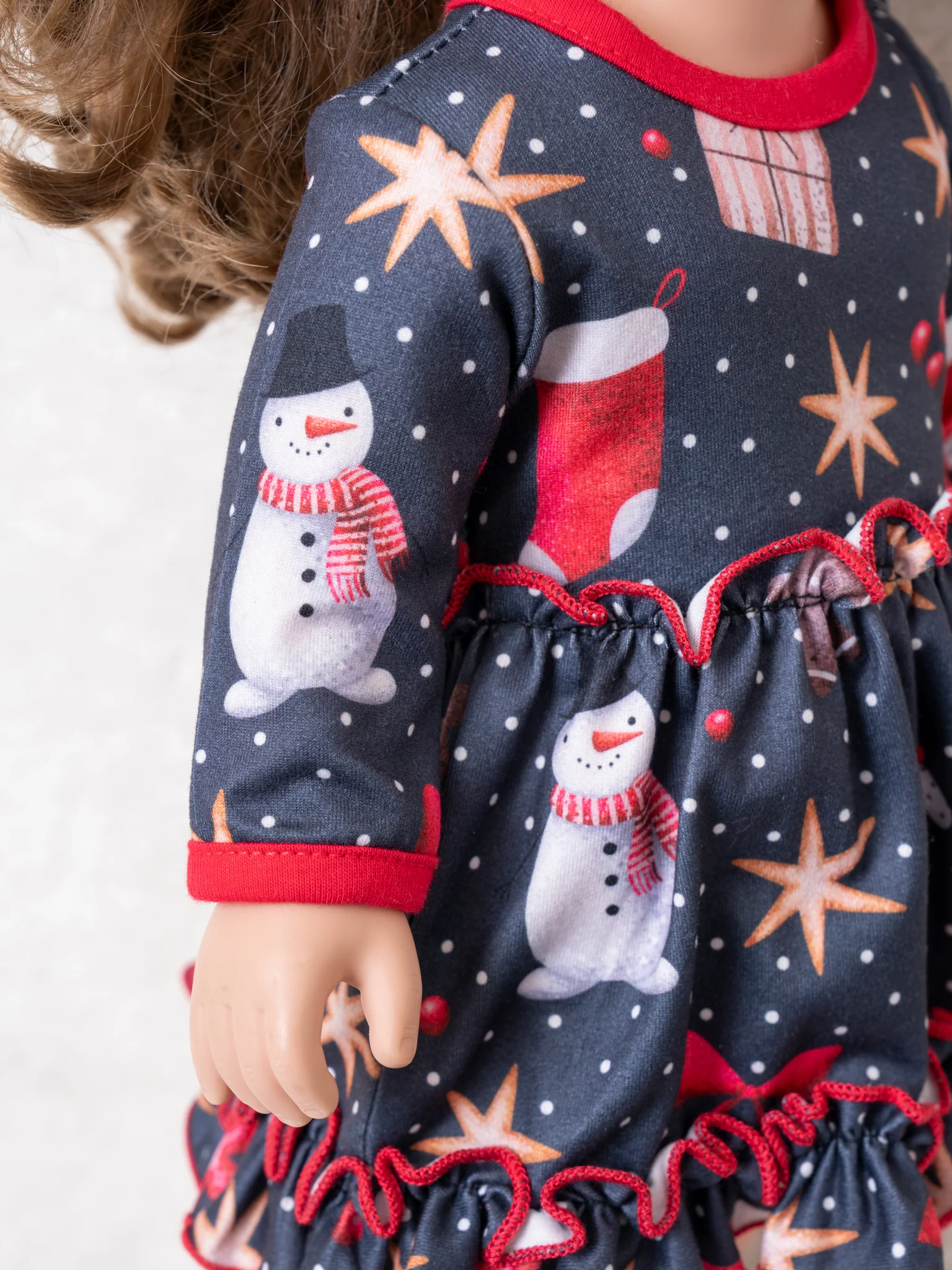 Red Trim Christmas Dreams  Baby Doll Dress - Image 4