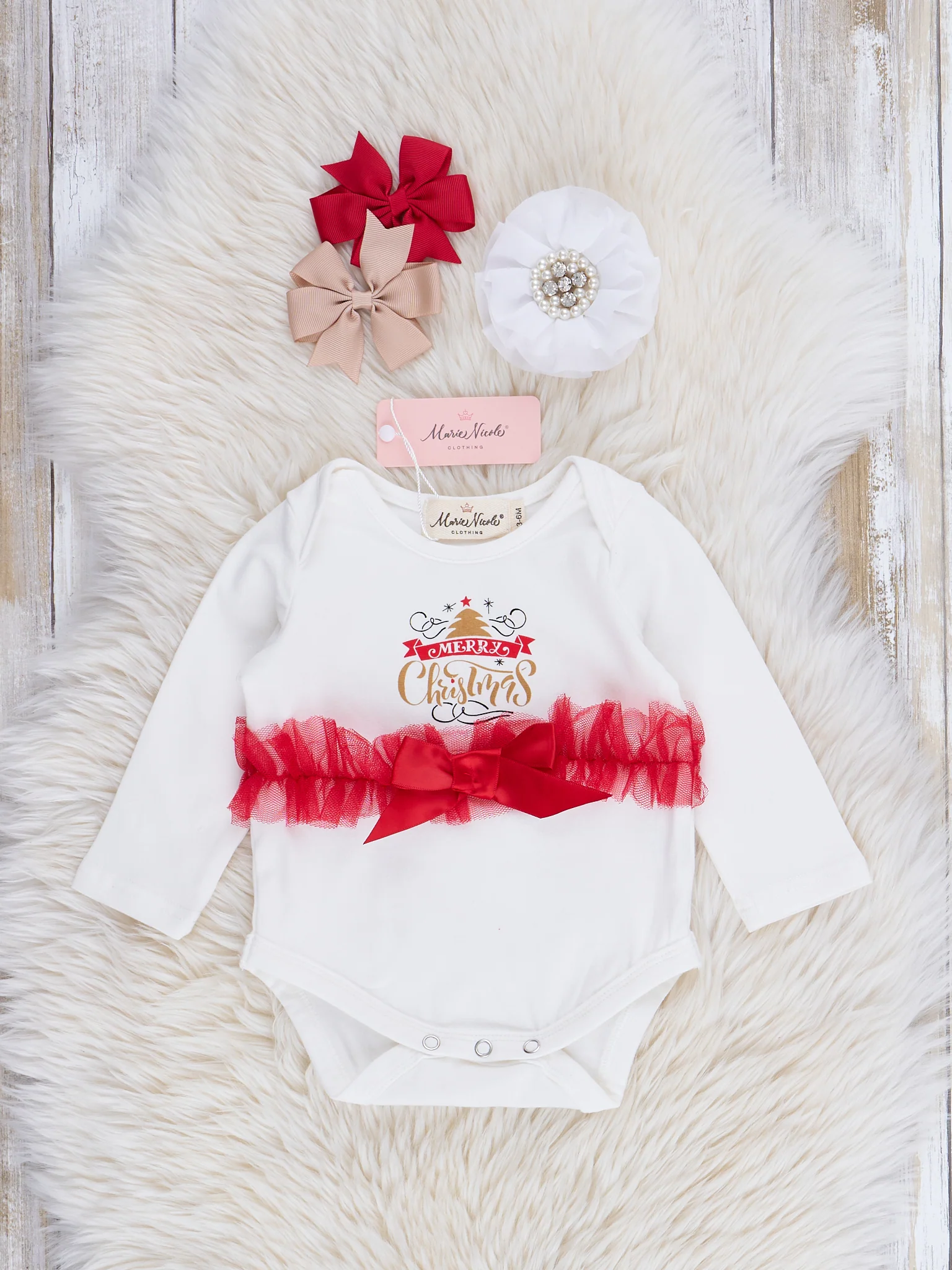 Red Tulle "Merry Christmas" Bubble Romper