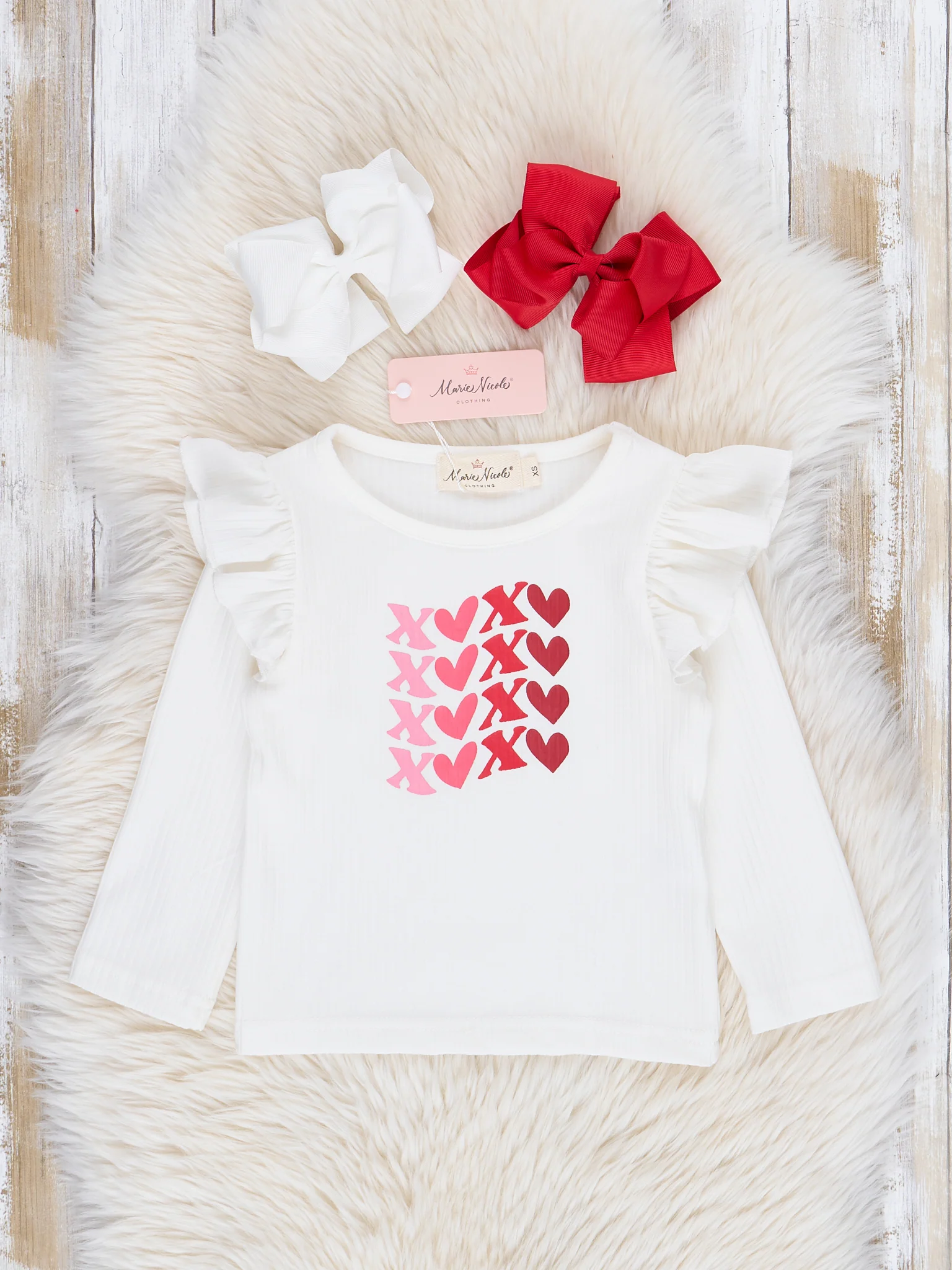Red Velvet Falling Hearts Skirt Overalls Set - Image 3