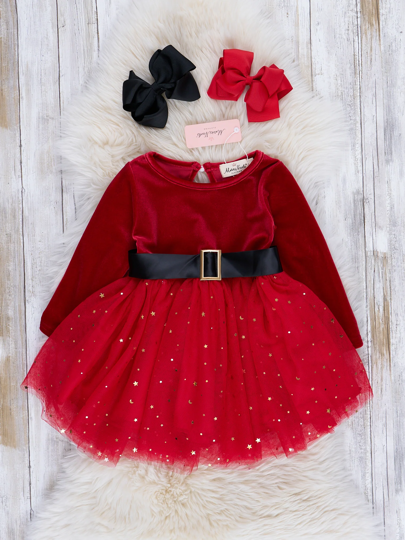 Red Velvet Tulle Party Dress
