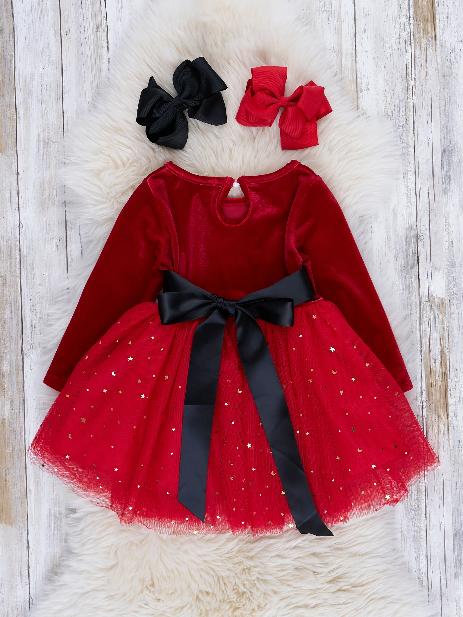 Red Velvet Tulle Party Dress - Image 2