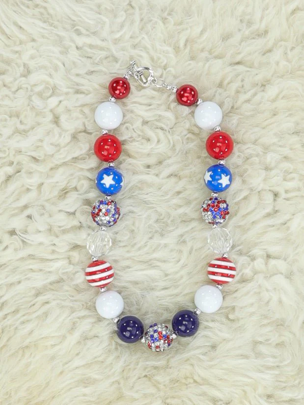 Red White & Blue Bubblegum Necklace