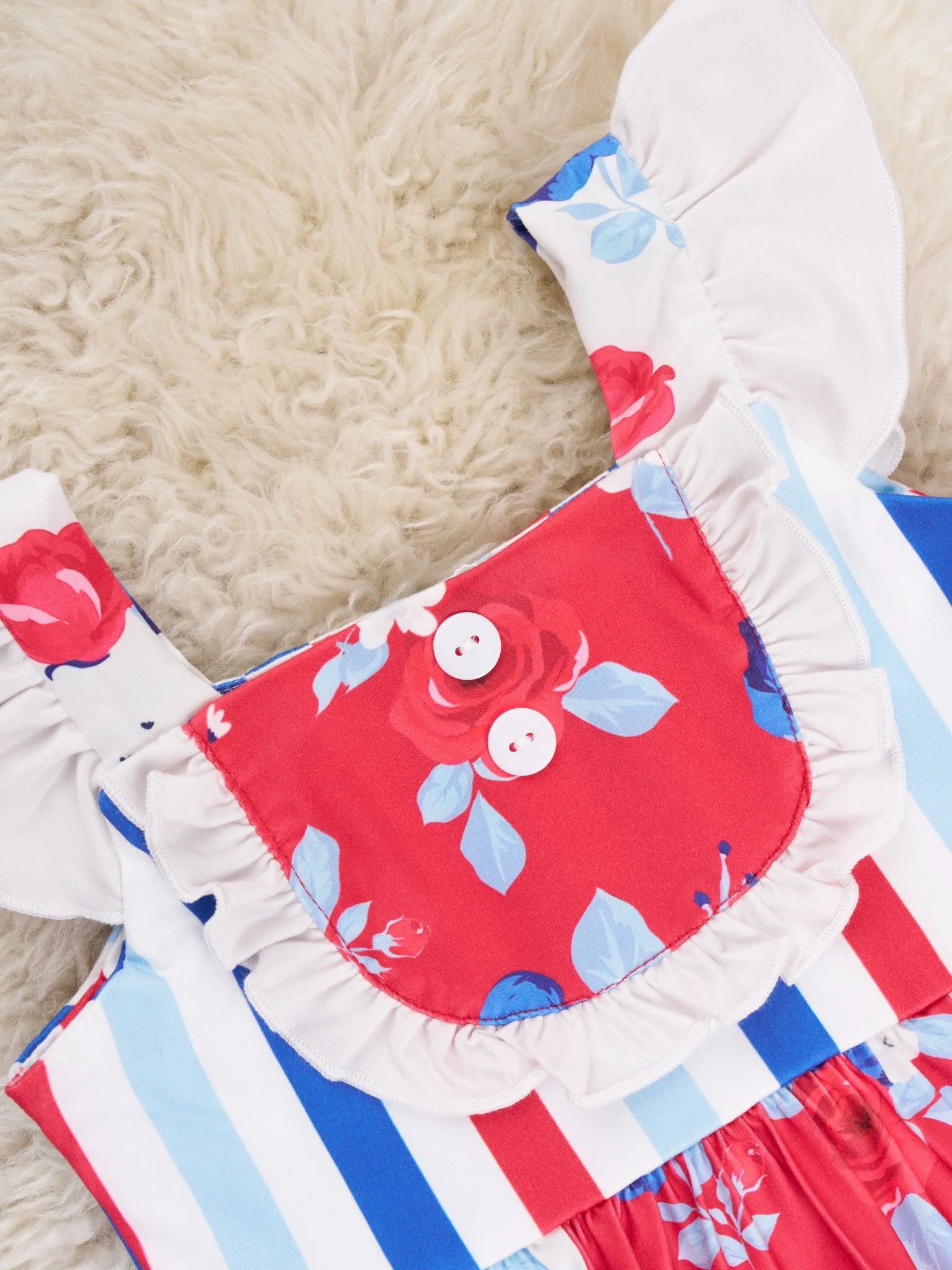 Red White & Blue Floral Ruffle Dress - Image 2