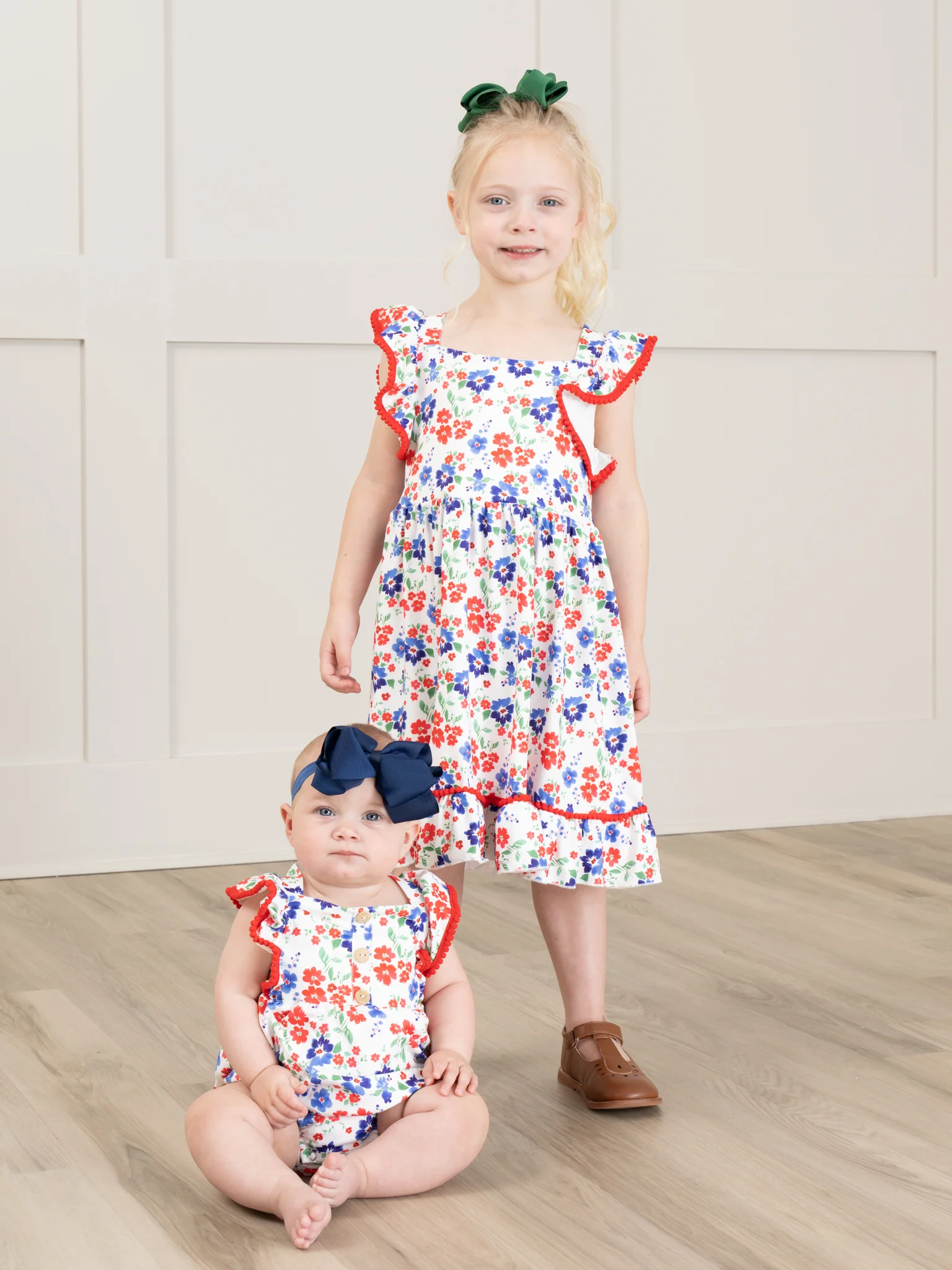 Red White & Blue Poppy Ruffle Dress