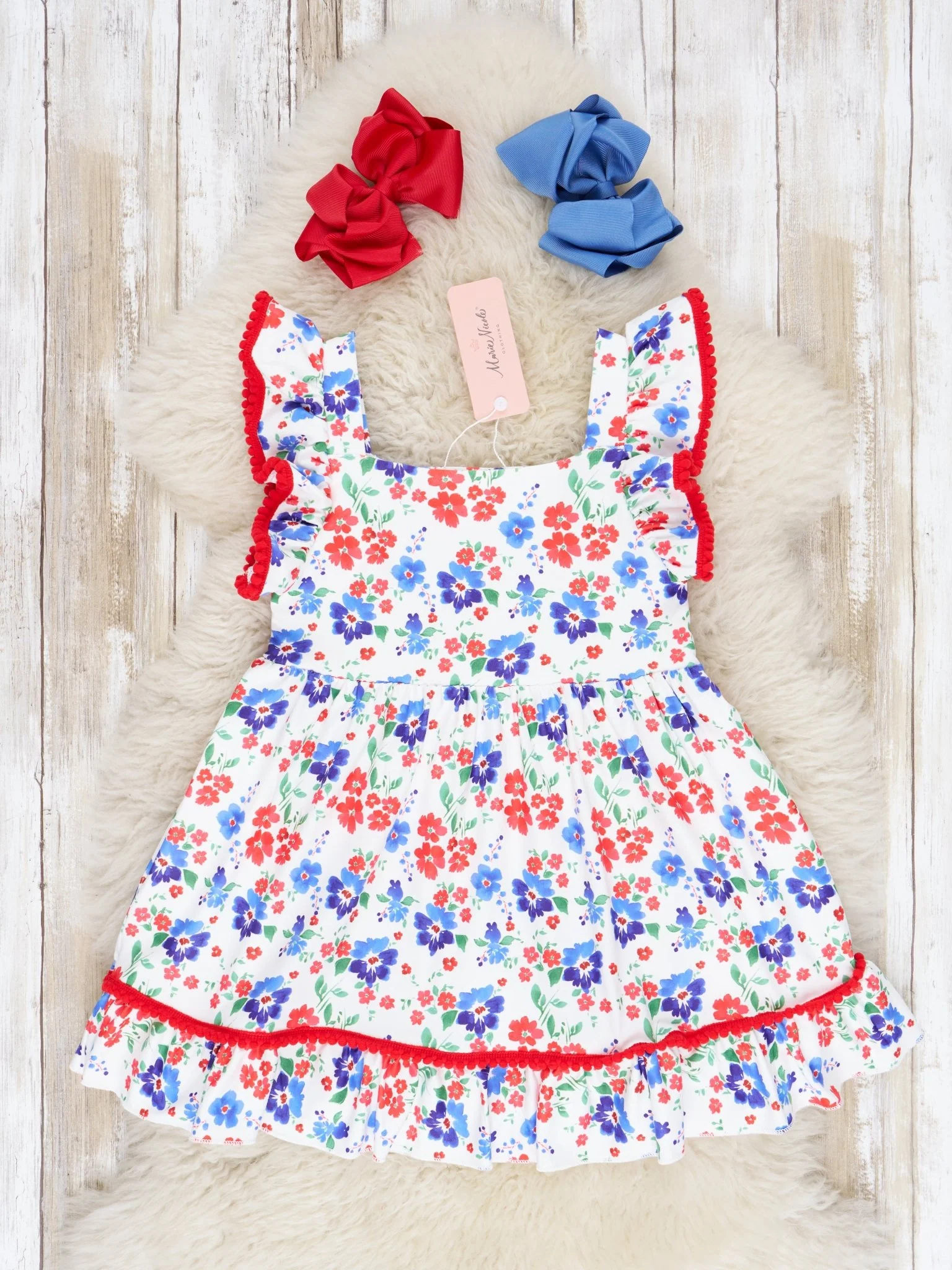 Red White & Blue Poppy Ruffle Dress - Image 2