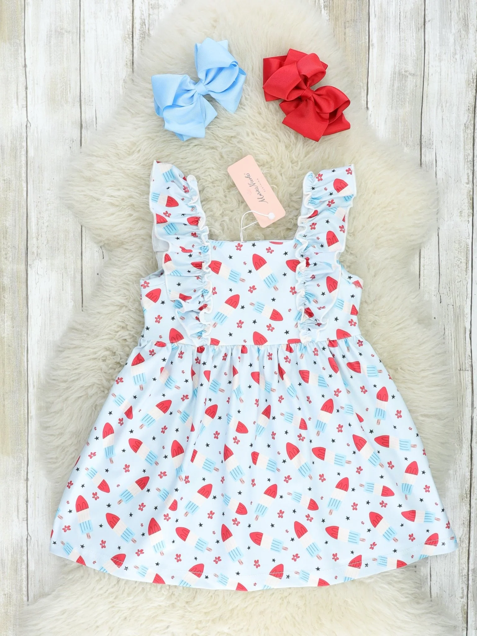 Red, White, & Blue Popsicle Ruffle Dress