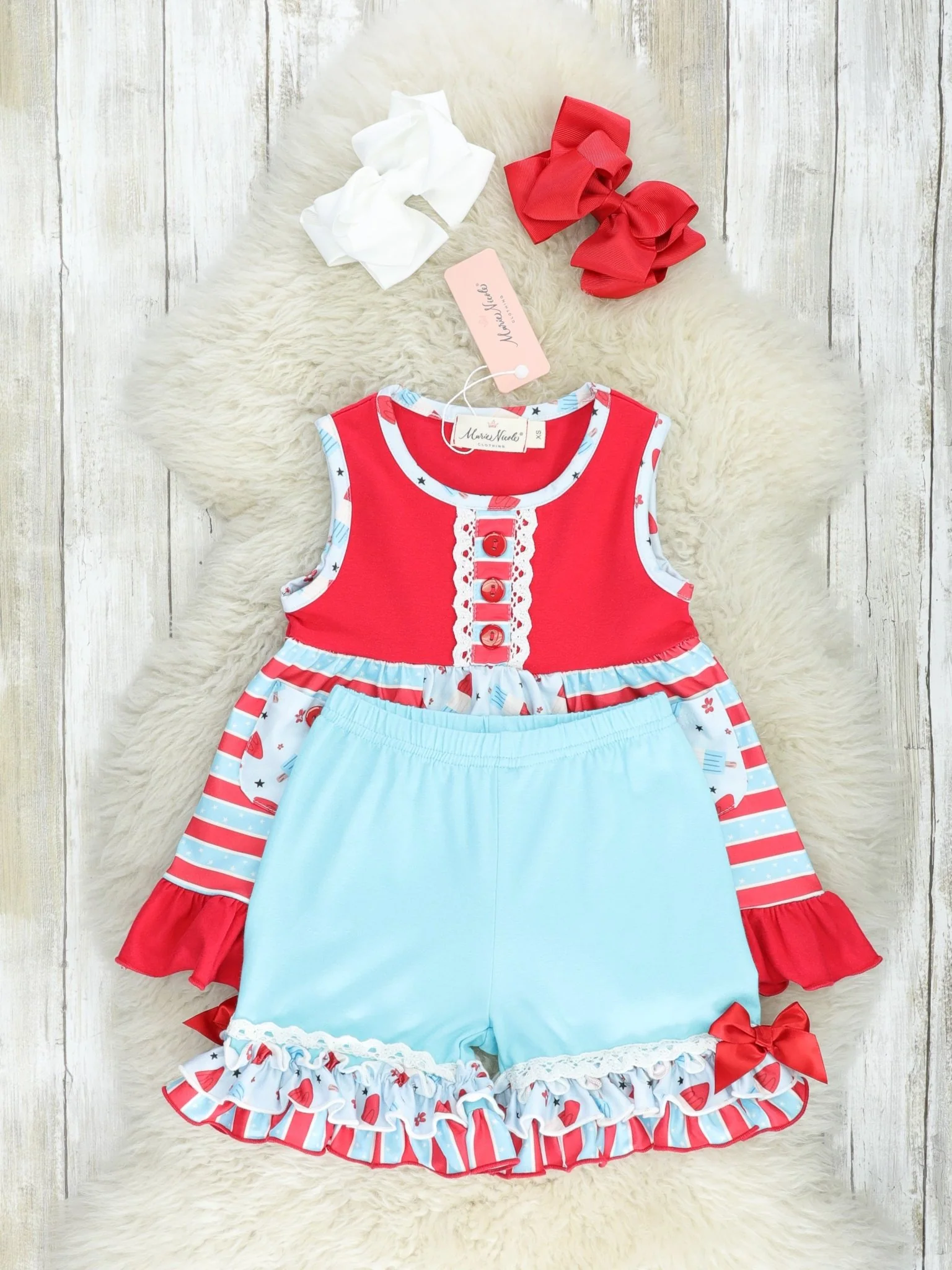 Red, White, & Blue Popsicle Ruffle Outfit - Image 2