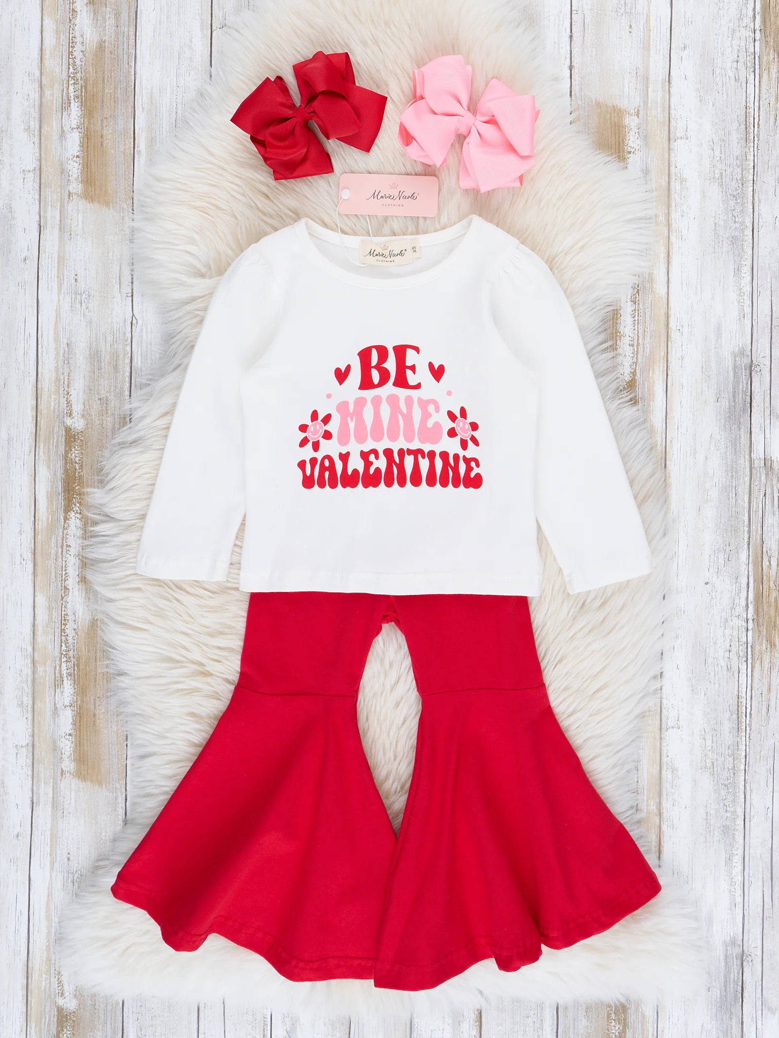Red & White "Be Mine Valentine" Bell Bottom Outfit