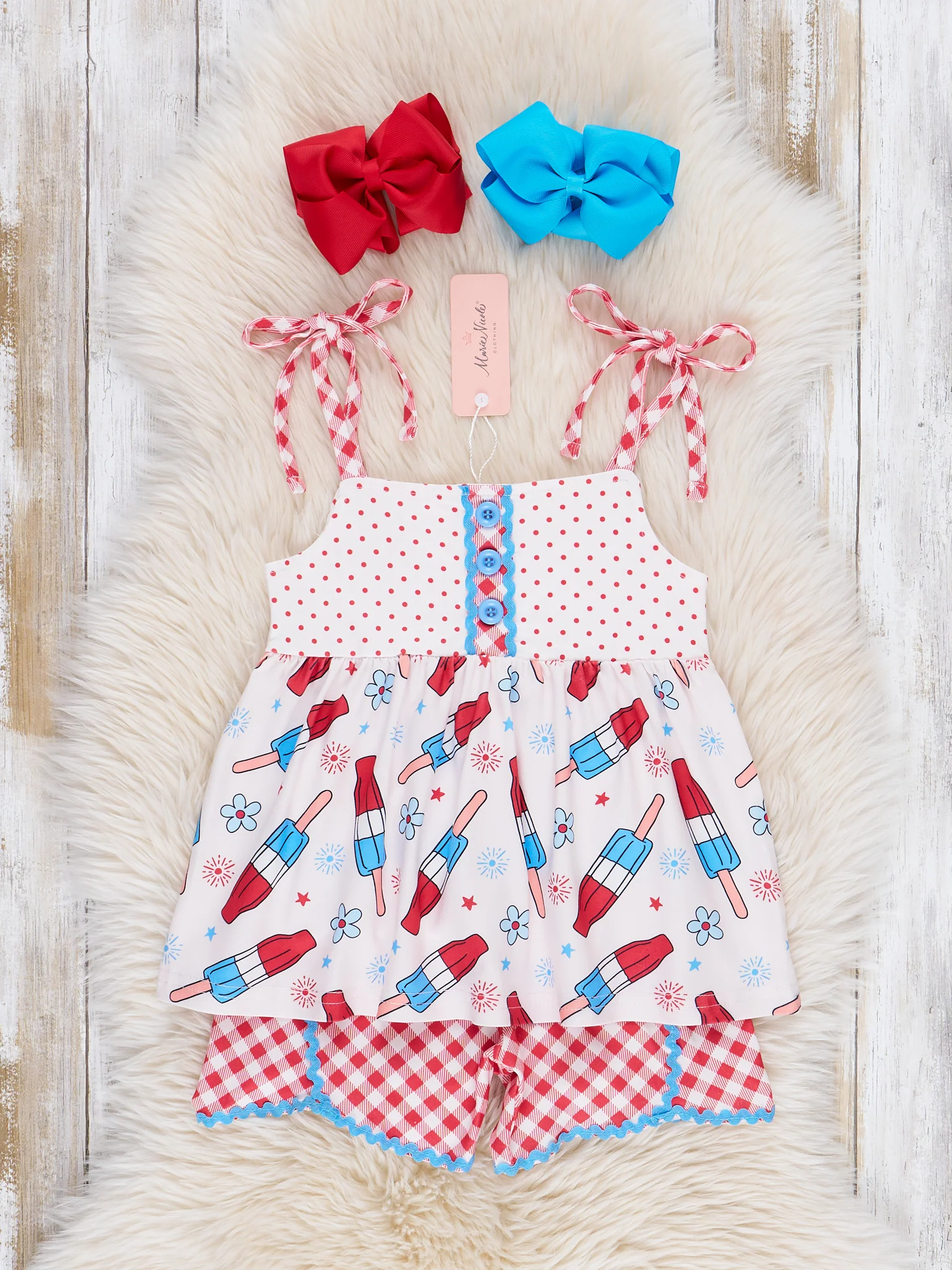Red, White & Blue Gingham Popsicle Outfit - Image 2