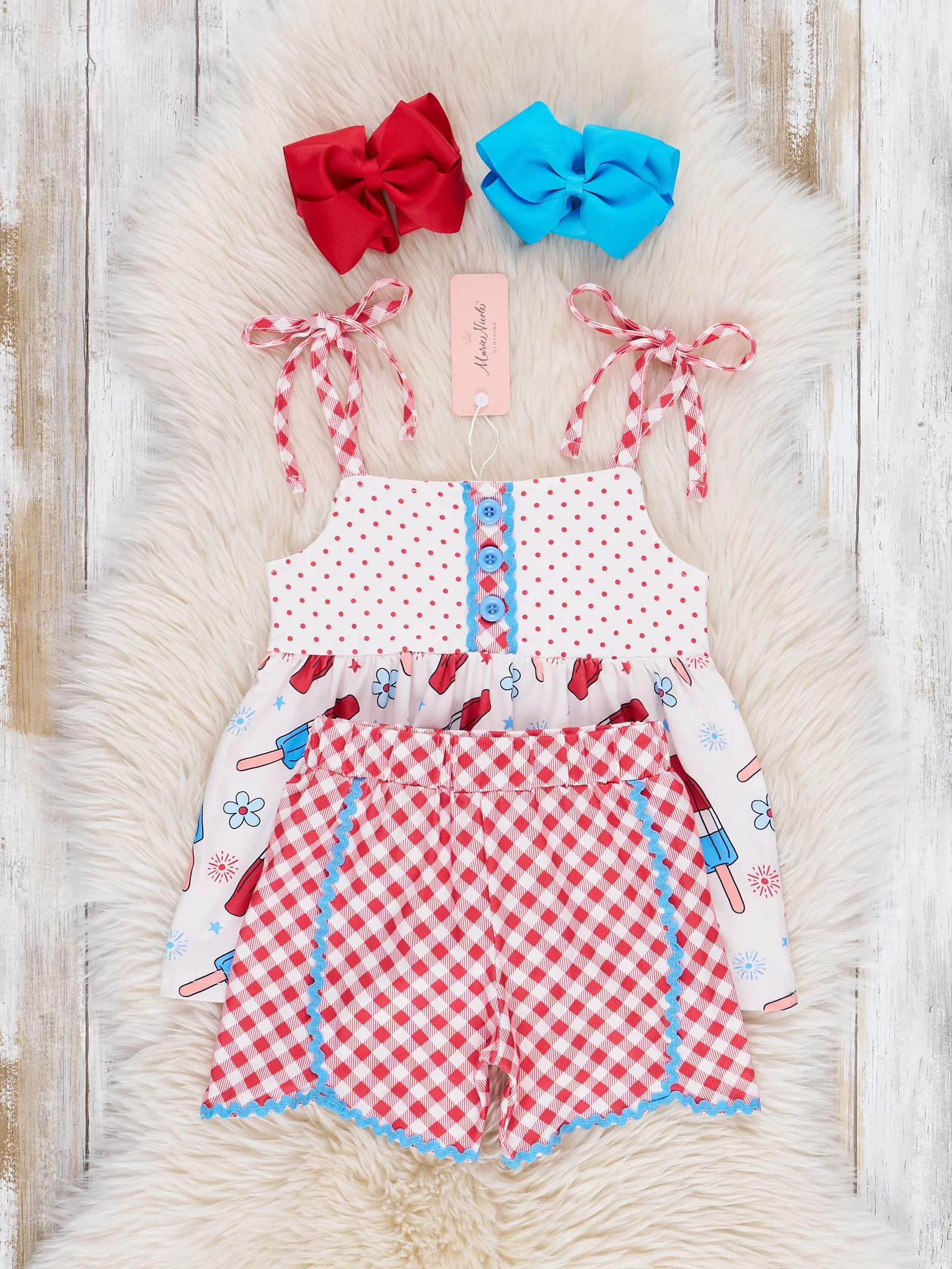 Red, White & Blue Gingham Popsicle Outfit - Image 3