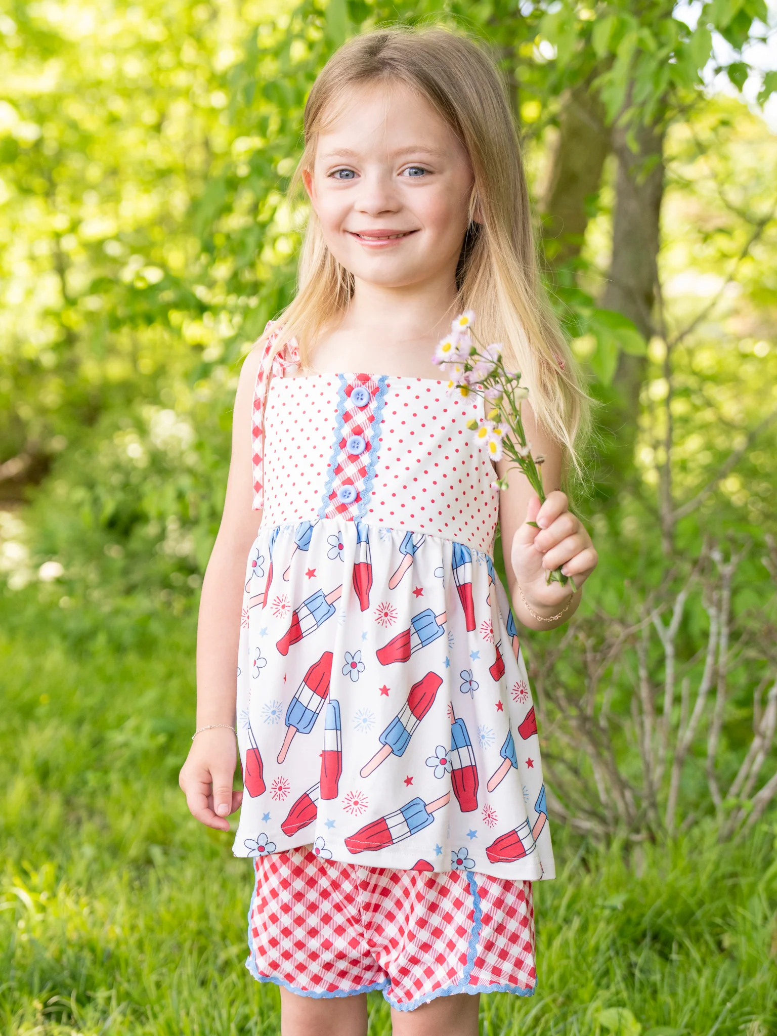 Red, White & Blue Gingham Popsicle Outfit - Image 4