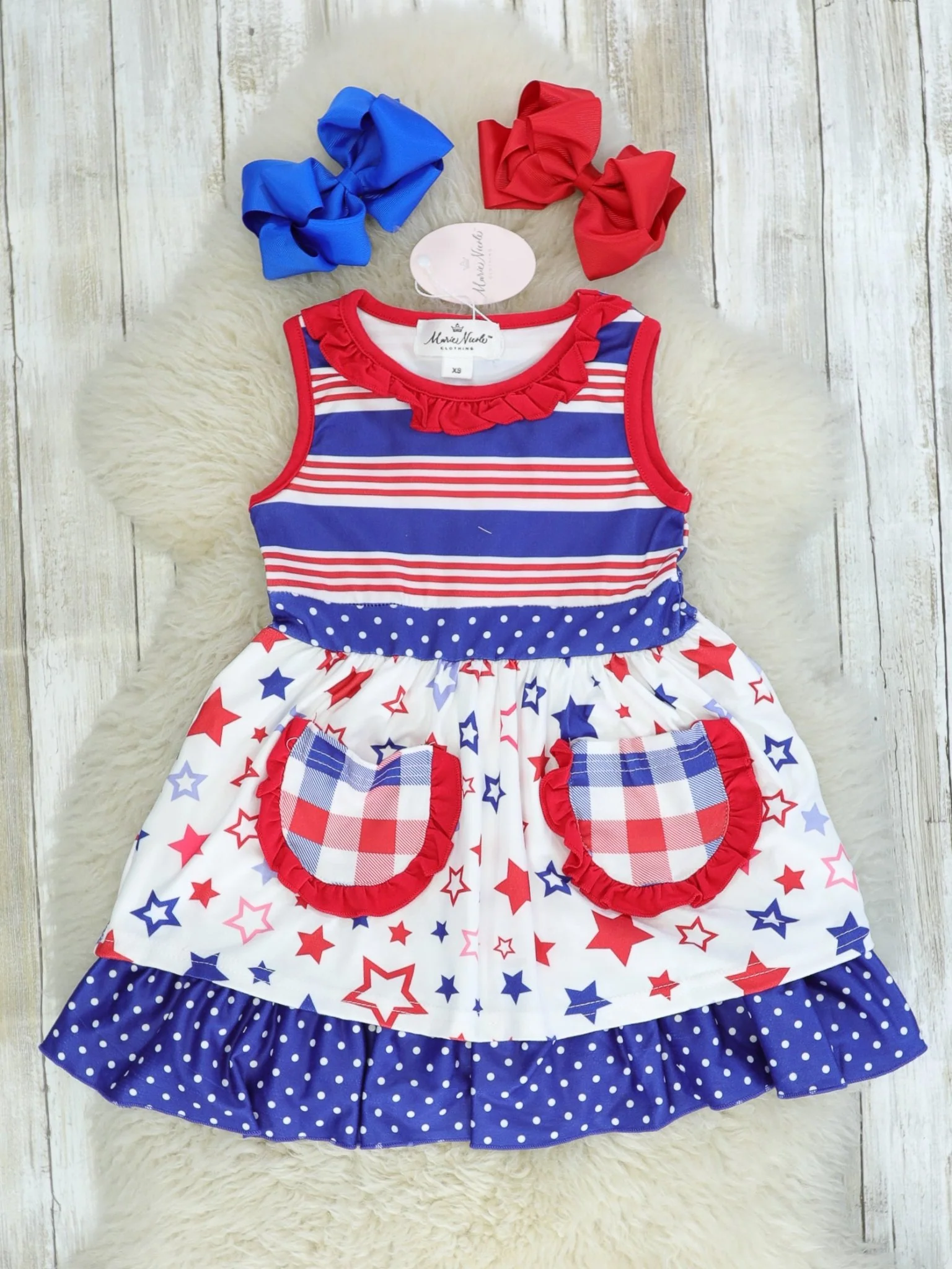Red, White, & Blue Star Pocket Dress