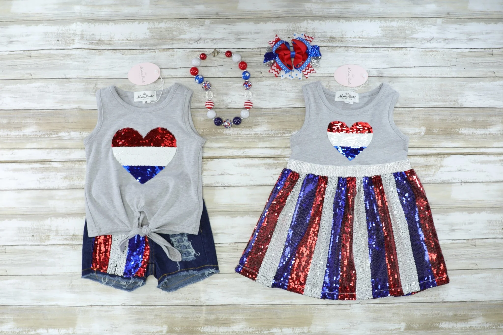 Red, White, & Blue Sequin Heart Dress - Image 2