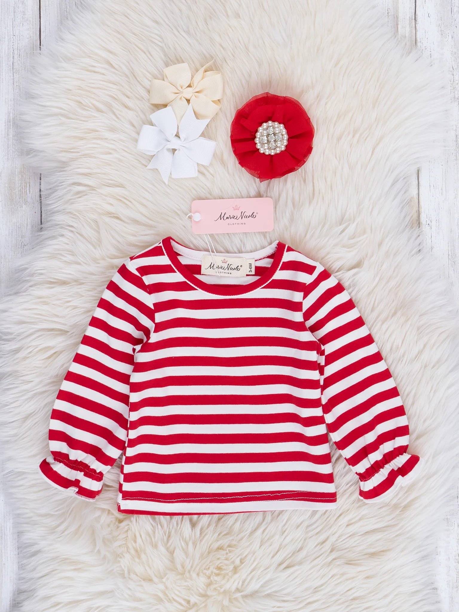 Red & White Striped Santa Overalls Bubble - Image 2