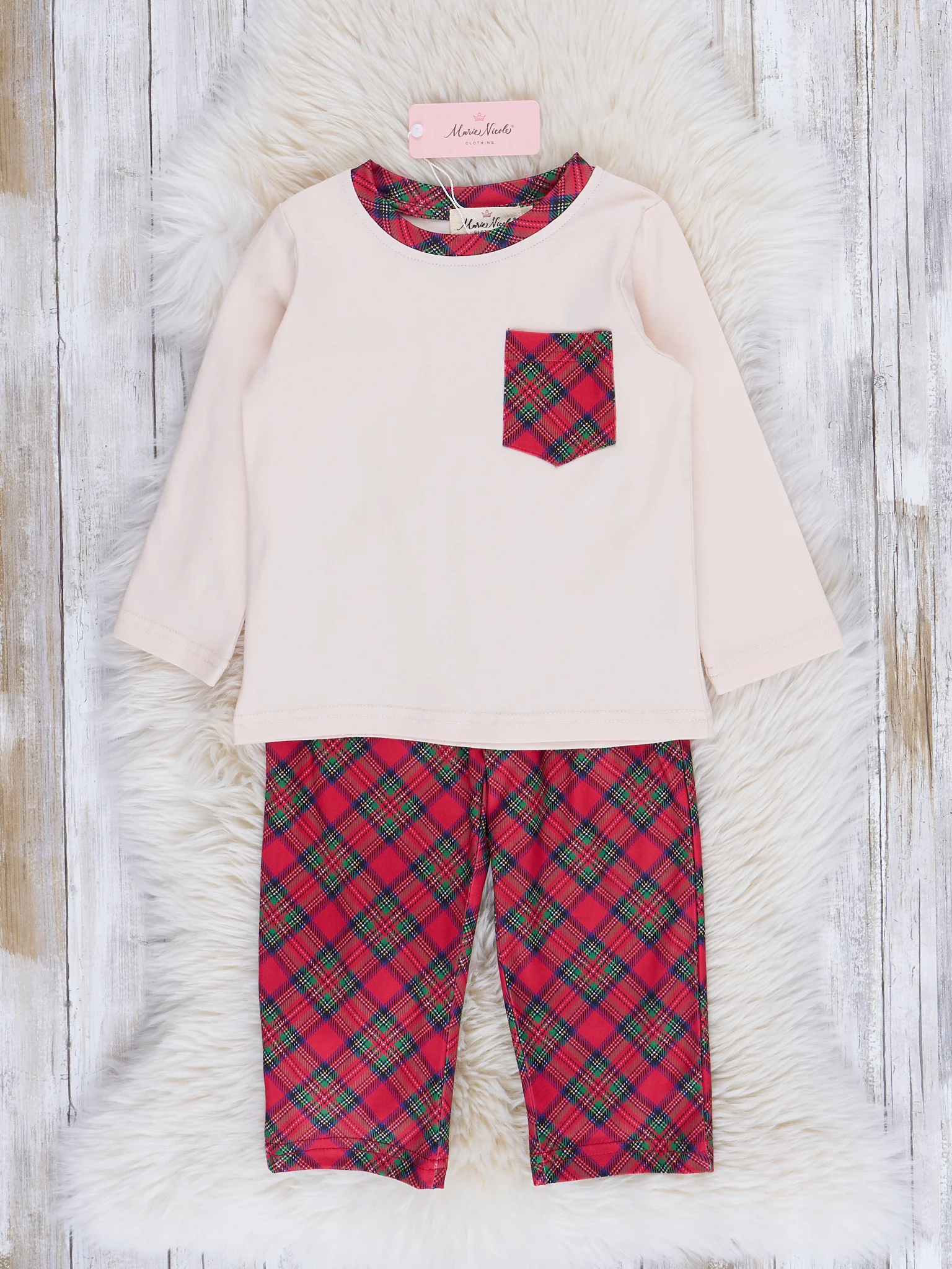 Red & White Tartan Pocket Outfit