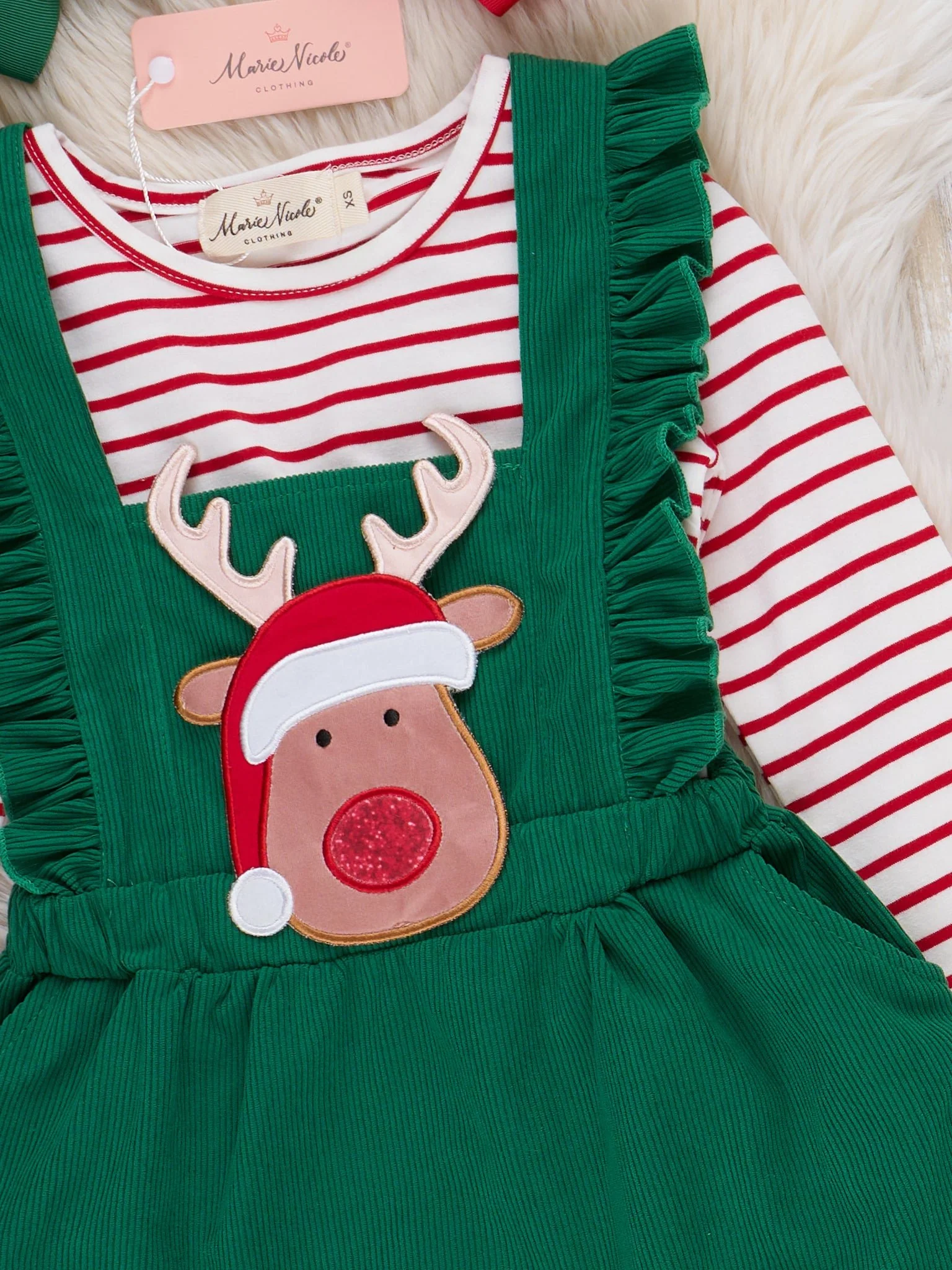 Reindeer Embroidered Corduroy Skirtall Outfit - Image 2