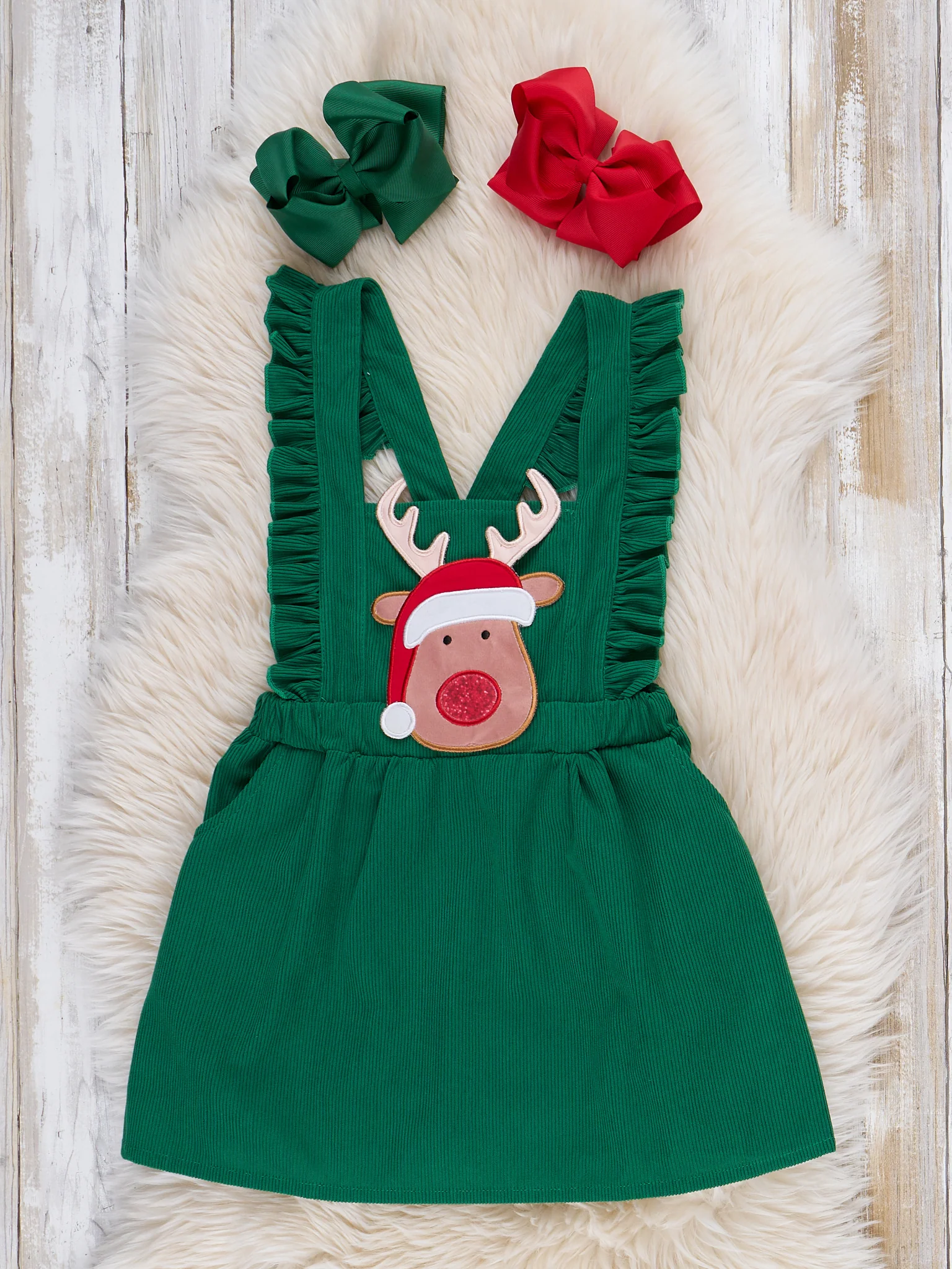Reindeer Embroidered Corduroy Skirtall Outfit - Image 5