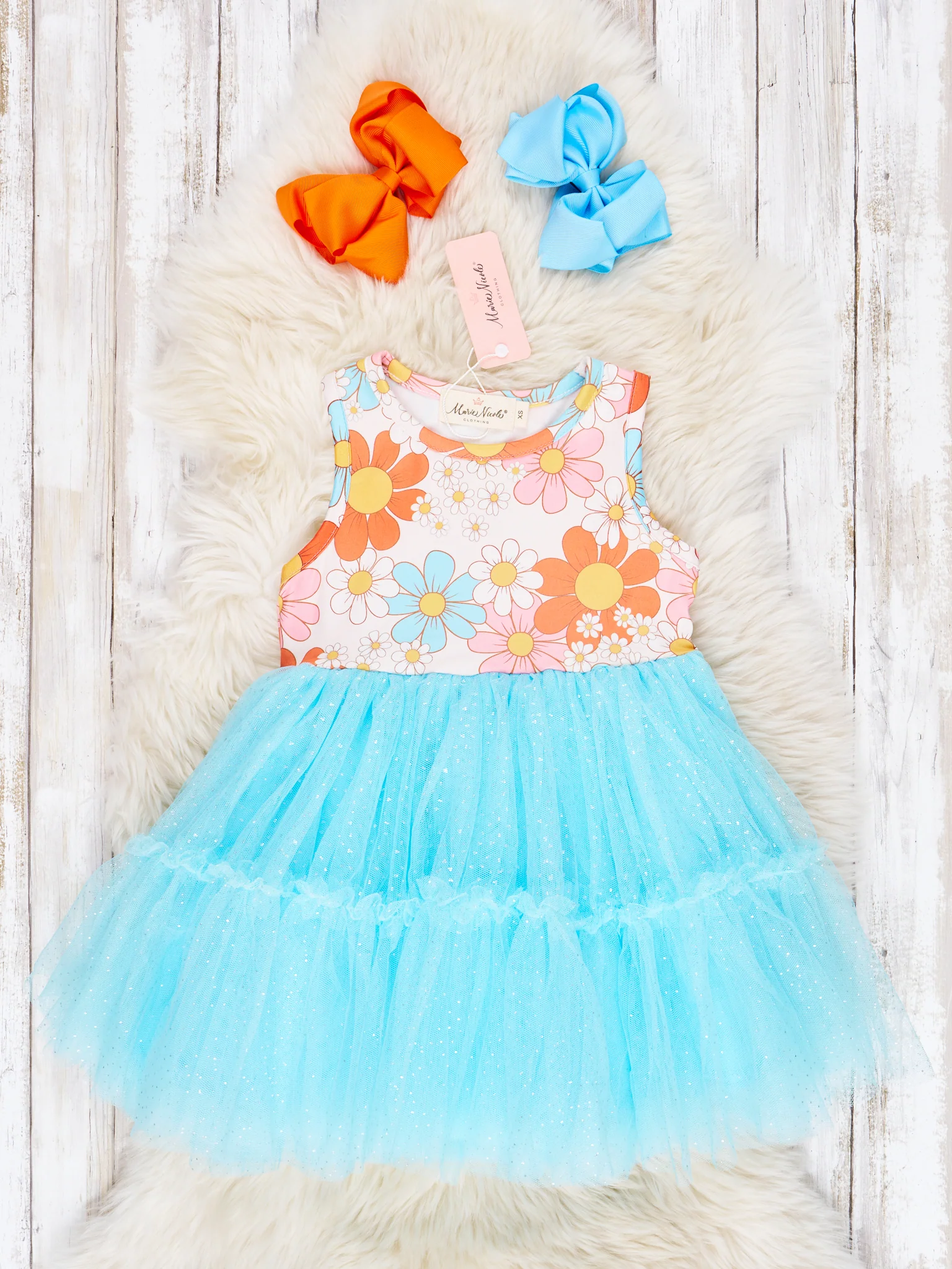 Retro Daisy Sparkly Tulle Tank Dress
