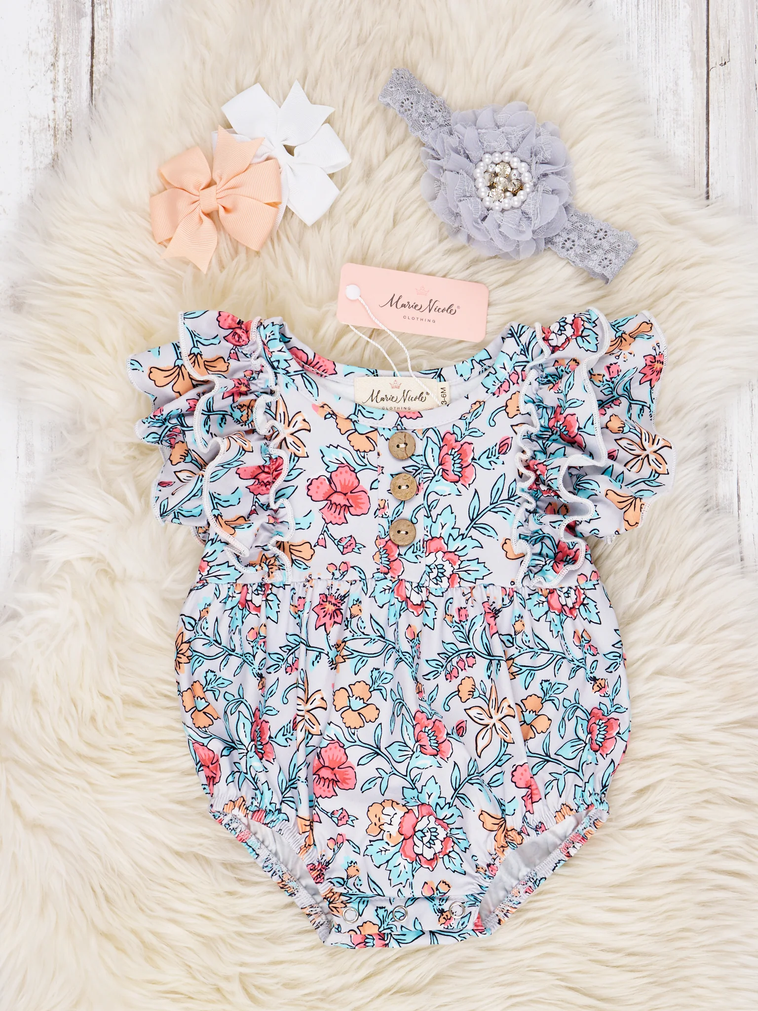 Retro Floral Ruffle Romper