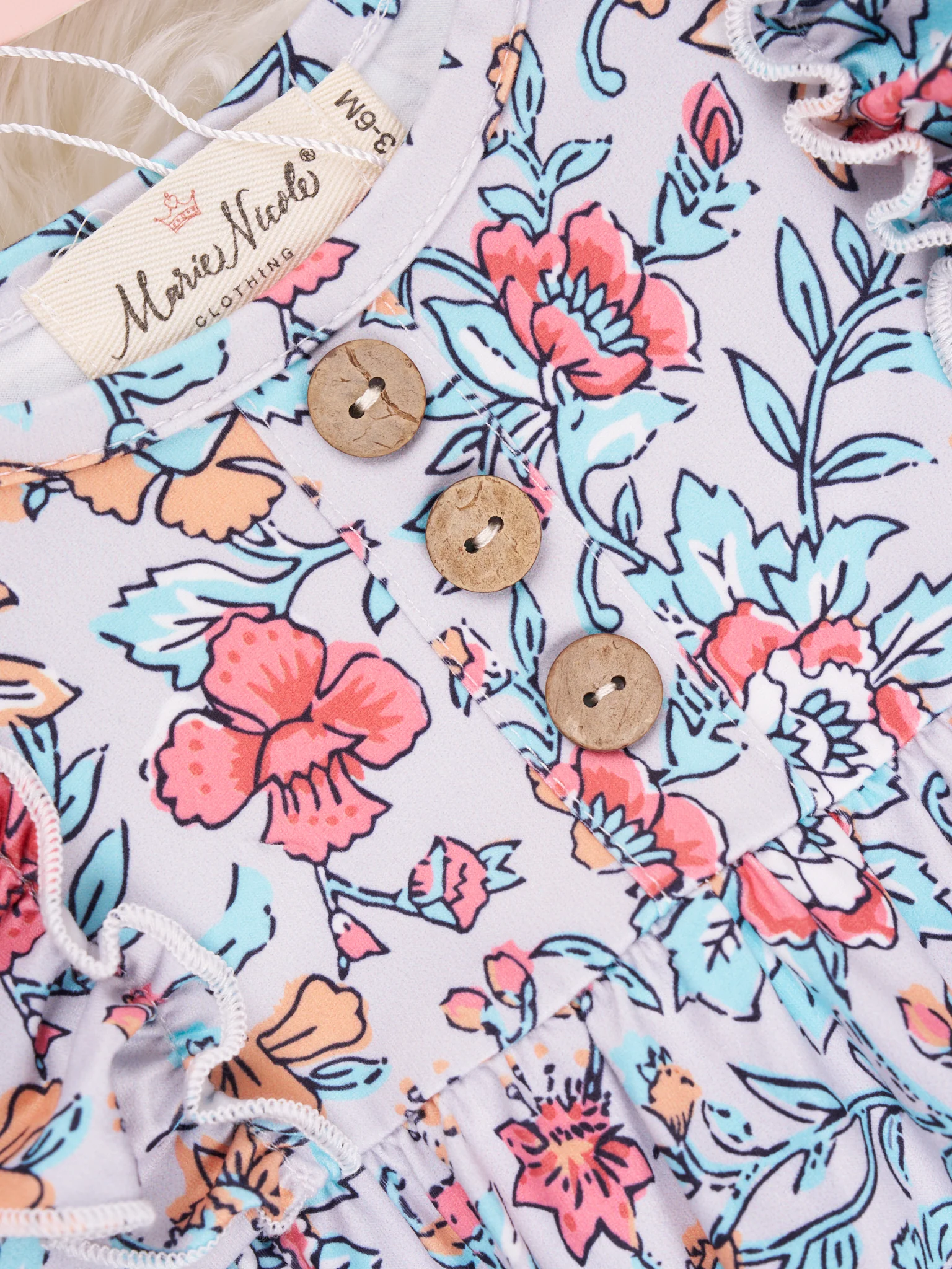 Retro Floral Ruffle Romper - Image 2