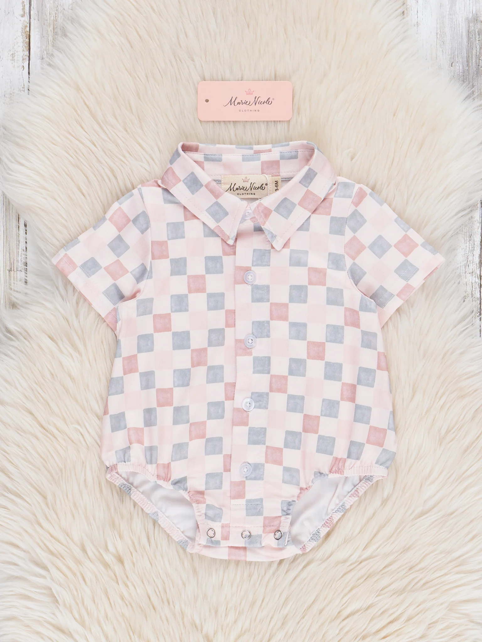 Retro Pastel Plaid Button-Up Bubble Romper