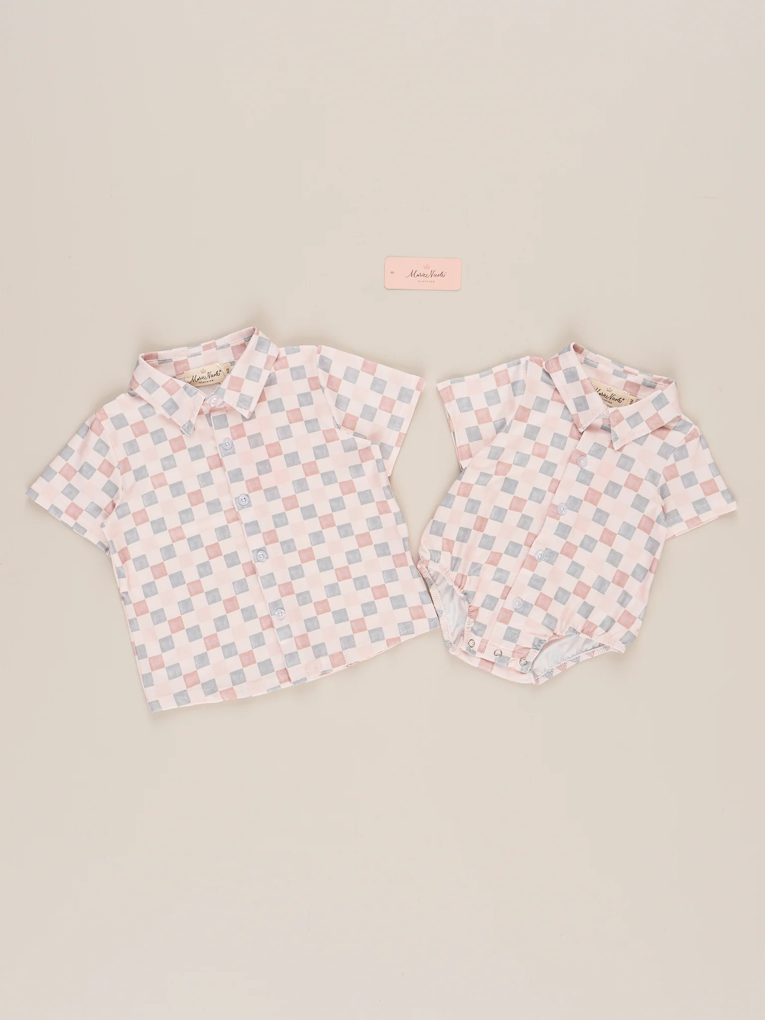 Retro Pastel Plaid Button-Up Bubble Romper - Image 3