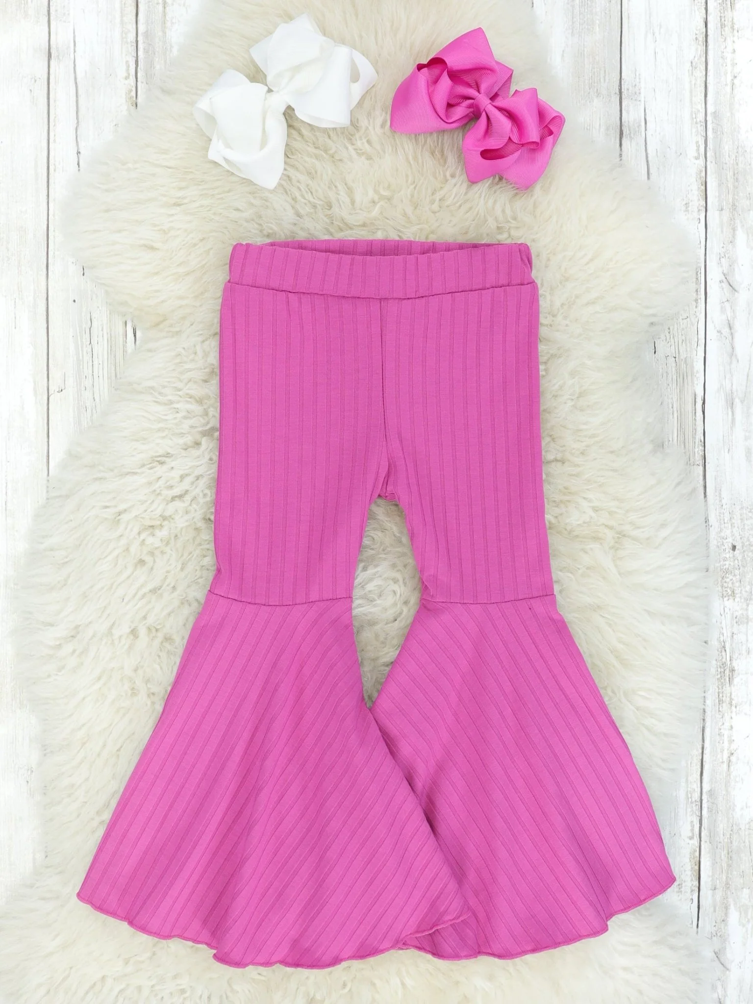 Ribbed Fuchsia Bell Bottoms