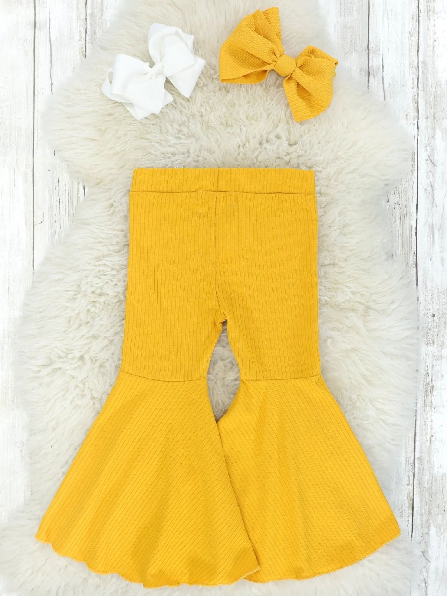 Ribbed Mustard Bell Bottoms - Image 2