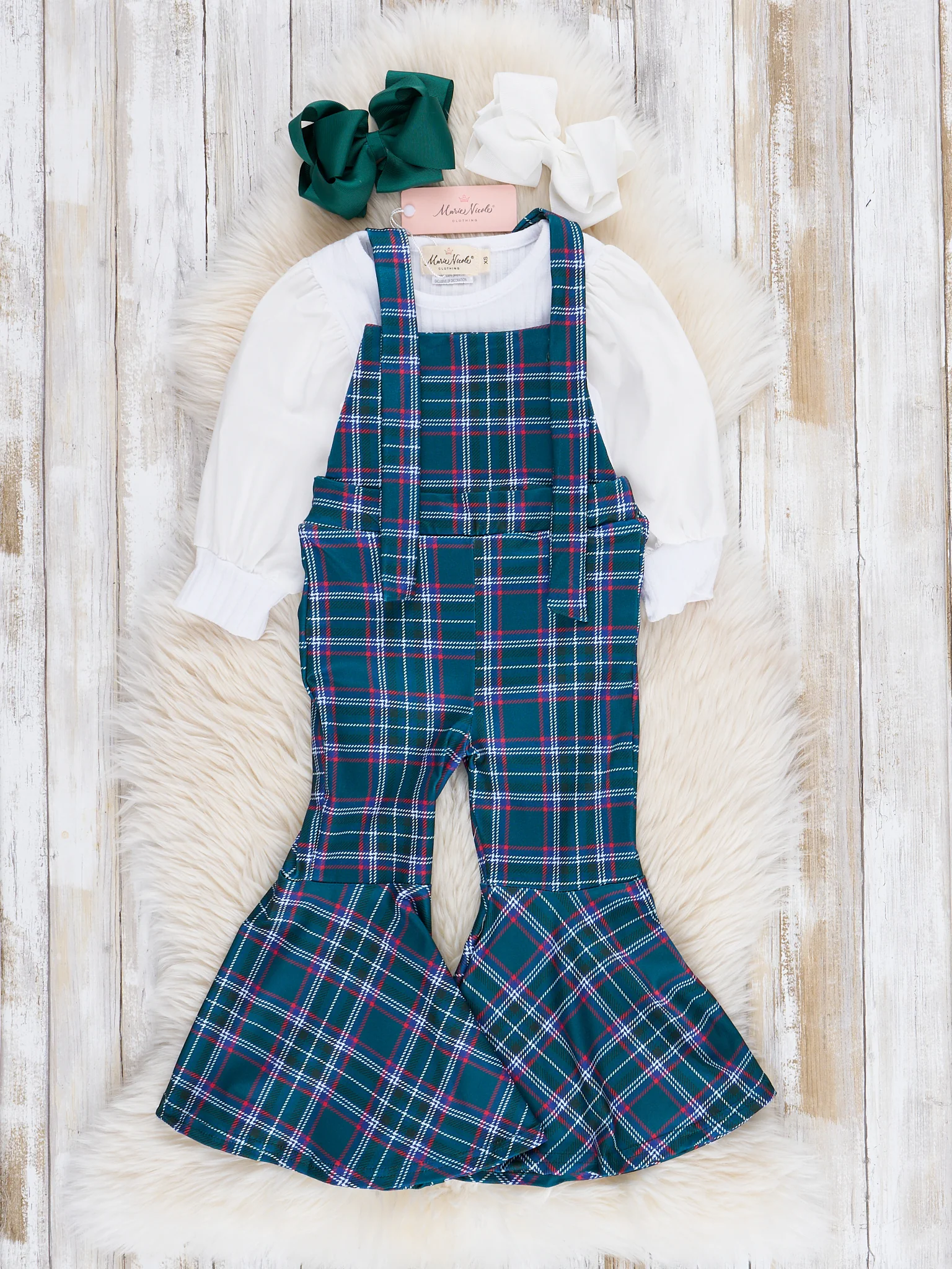 Ribbed Puff Sleeves Bell Bottom Overalls Set - Image 10
