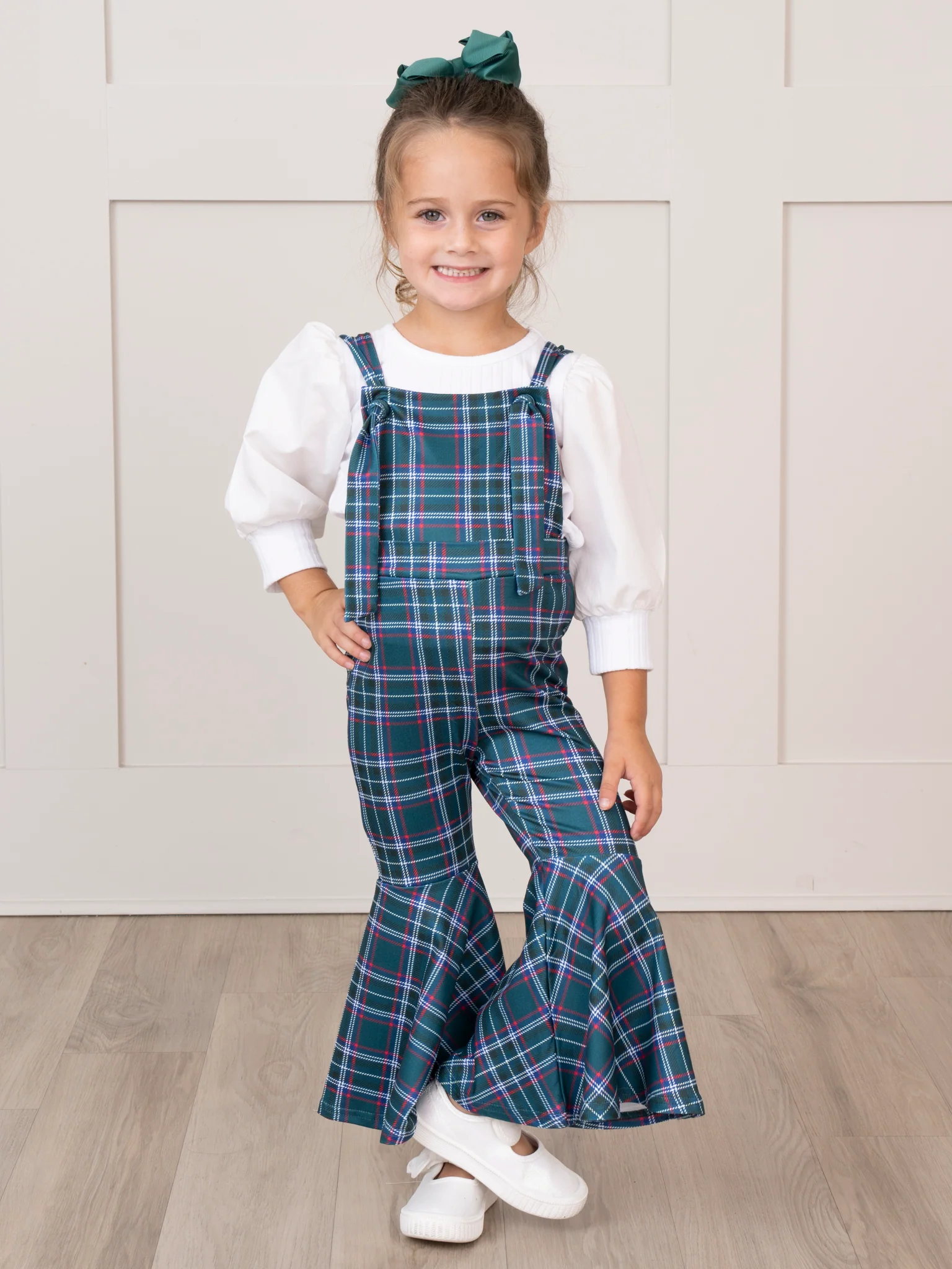 Ribbed Puff Sleeves Bell Bottom Overalls Set - Image 14