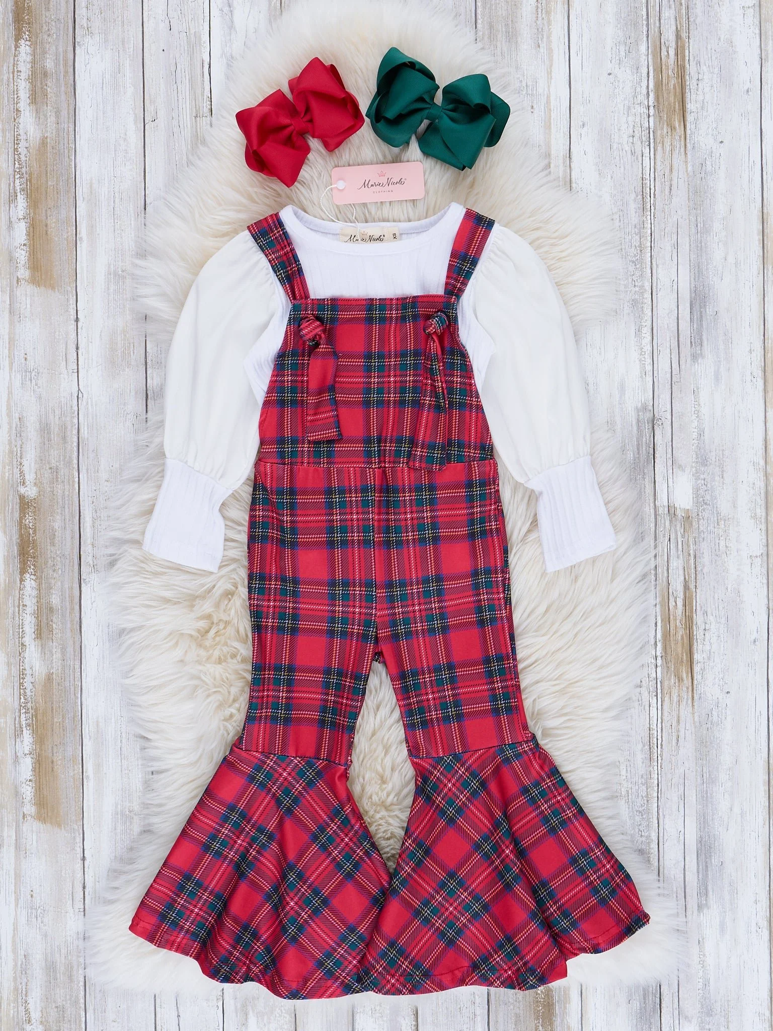 Ribbed Puff Sleeves Bell Bottom Overalls Set - Image 5