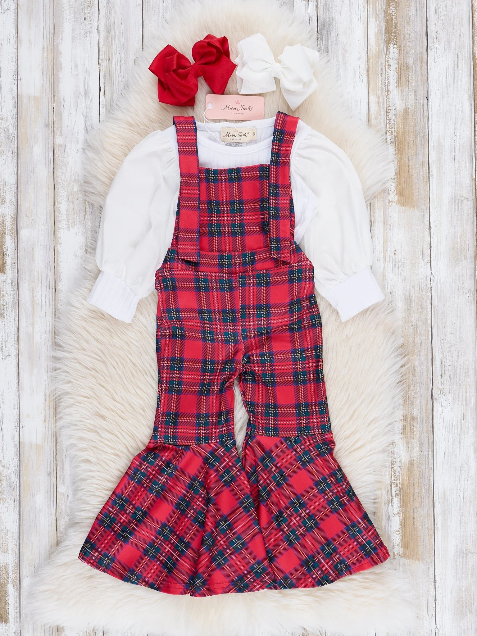 Ribbed Puff Sleeves Bell Bottom Overalls Set - Image 7