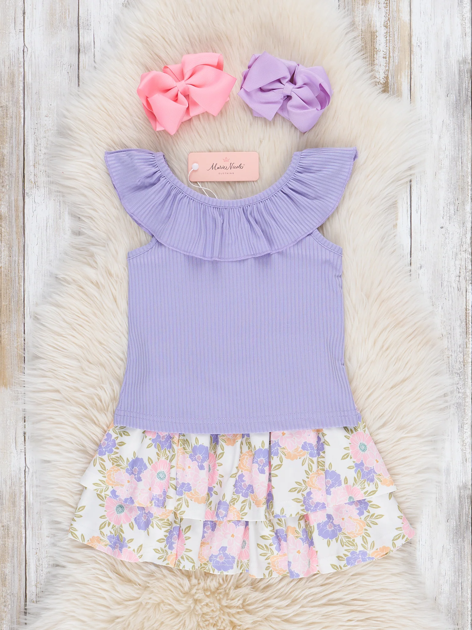 Ribbed Tiered Ruffle Skirt Outfit - Image 2