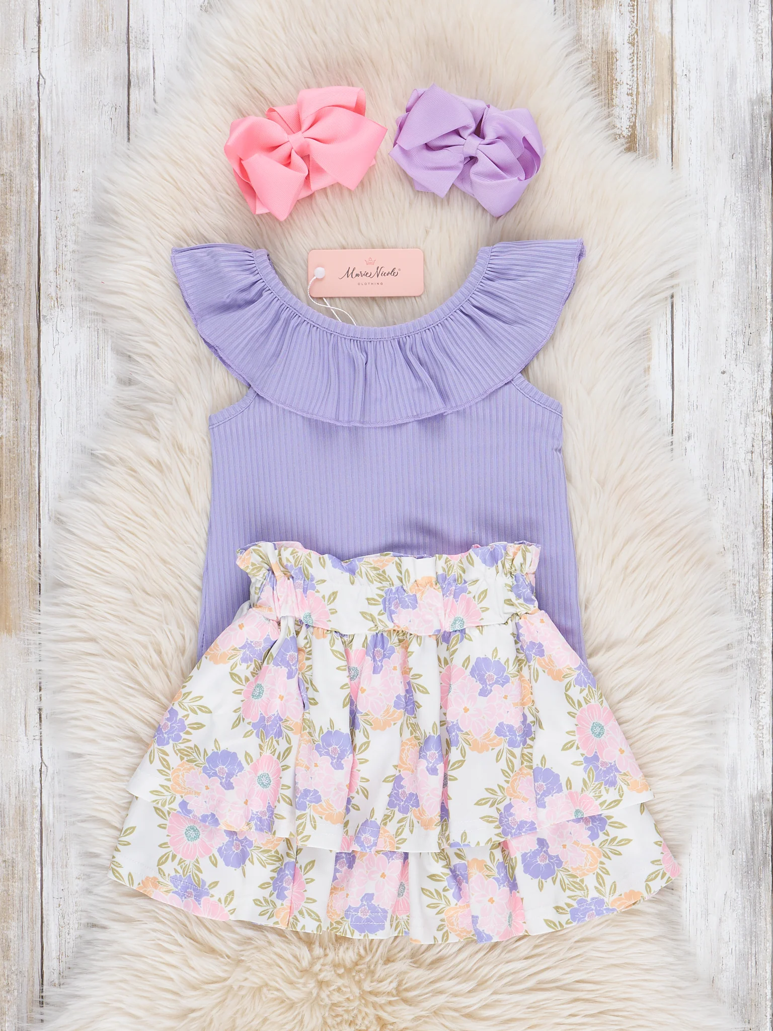Ribbed Tiered Ruffle Skirt Outfit - Image 3