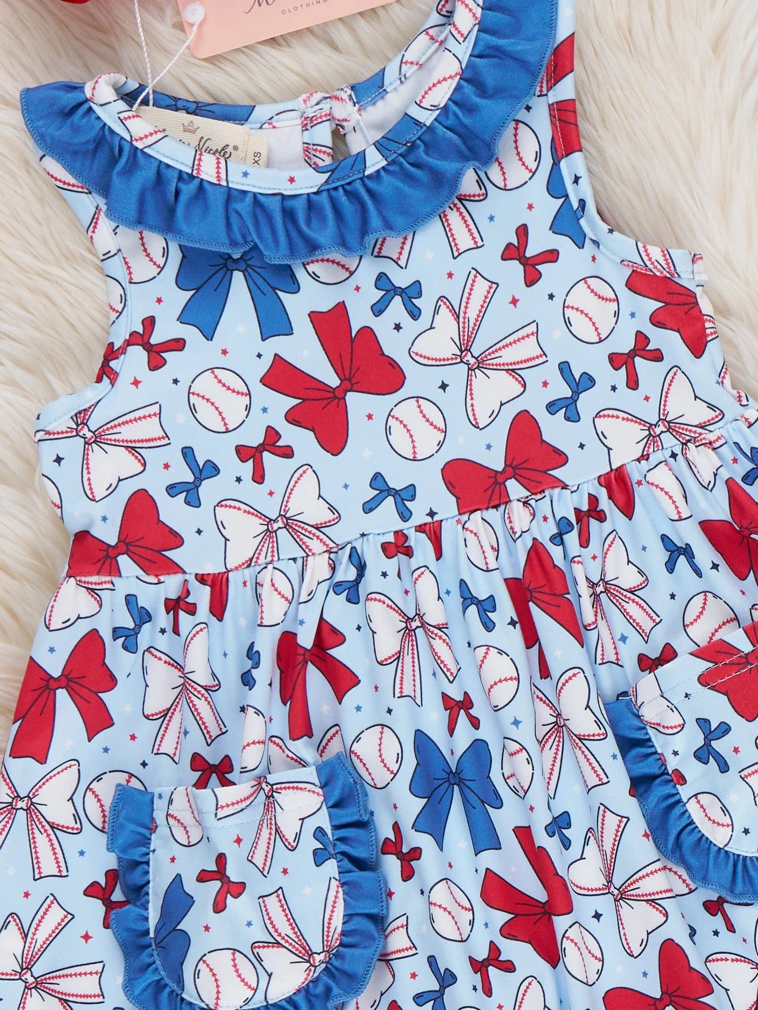 Ribbon Round Baseball Rally Ruffle Dress - Image 2