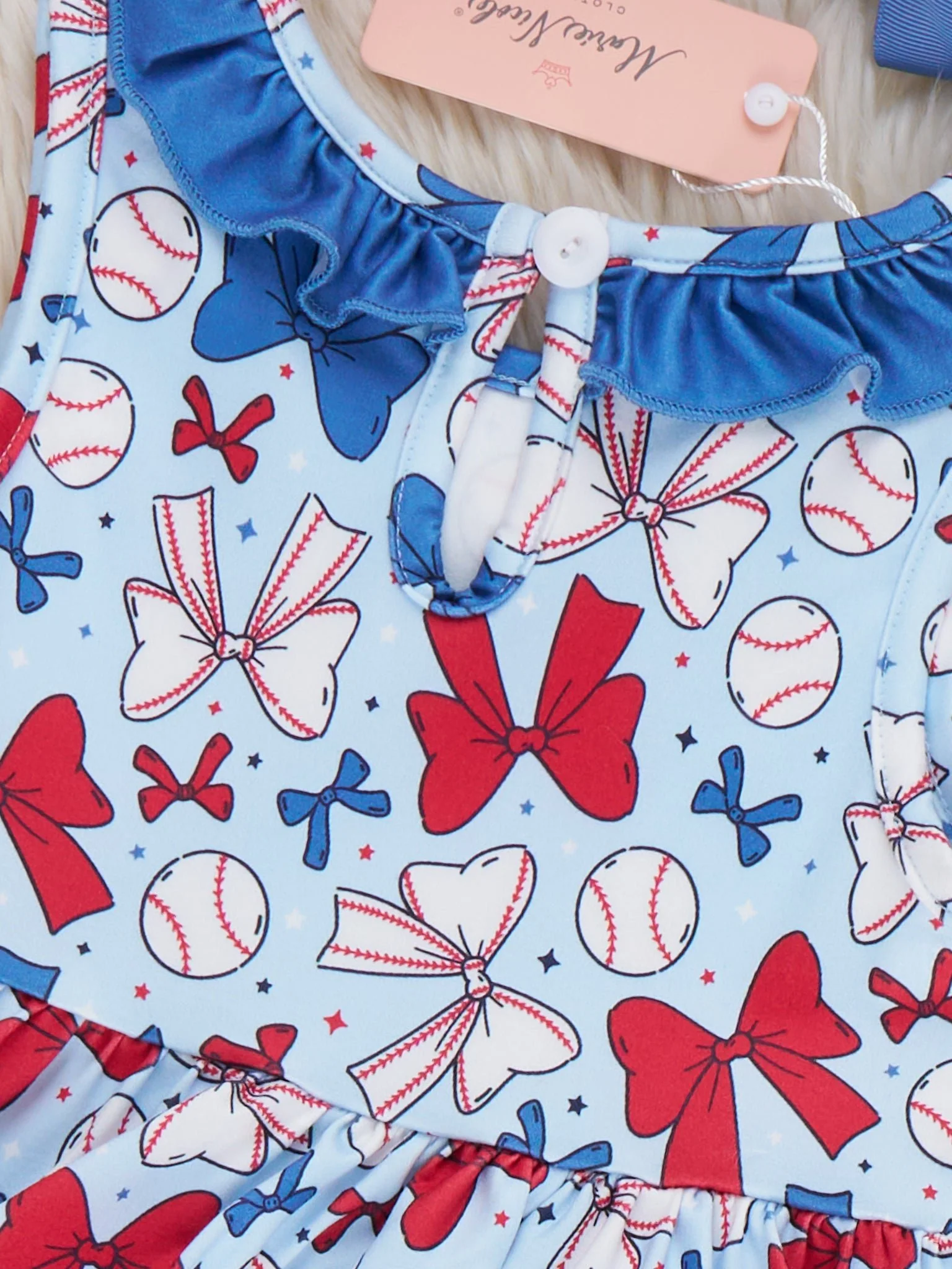 Ribbon Round Baseball Rally Ruffle Dress - Image 3