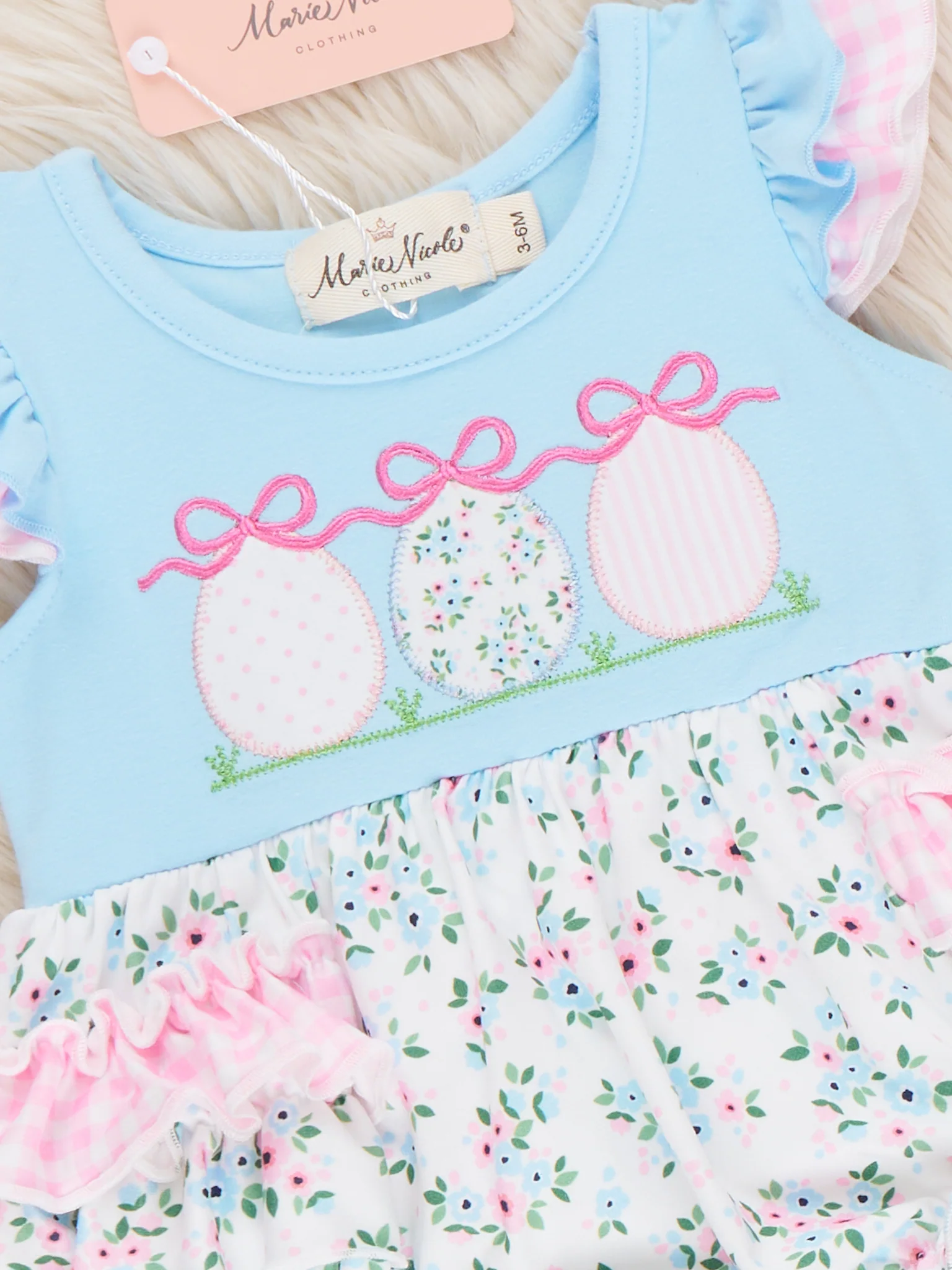 Ribbons & Eggs Garden Embroidered Ruffle Bubble Romper - Image 2