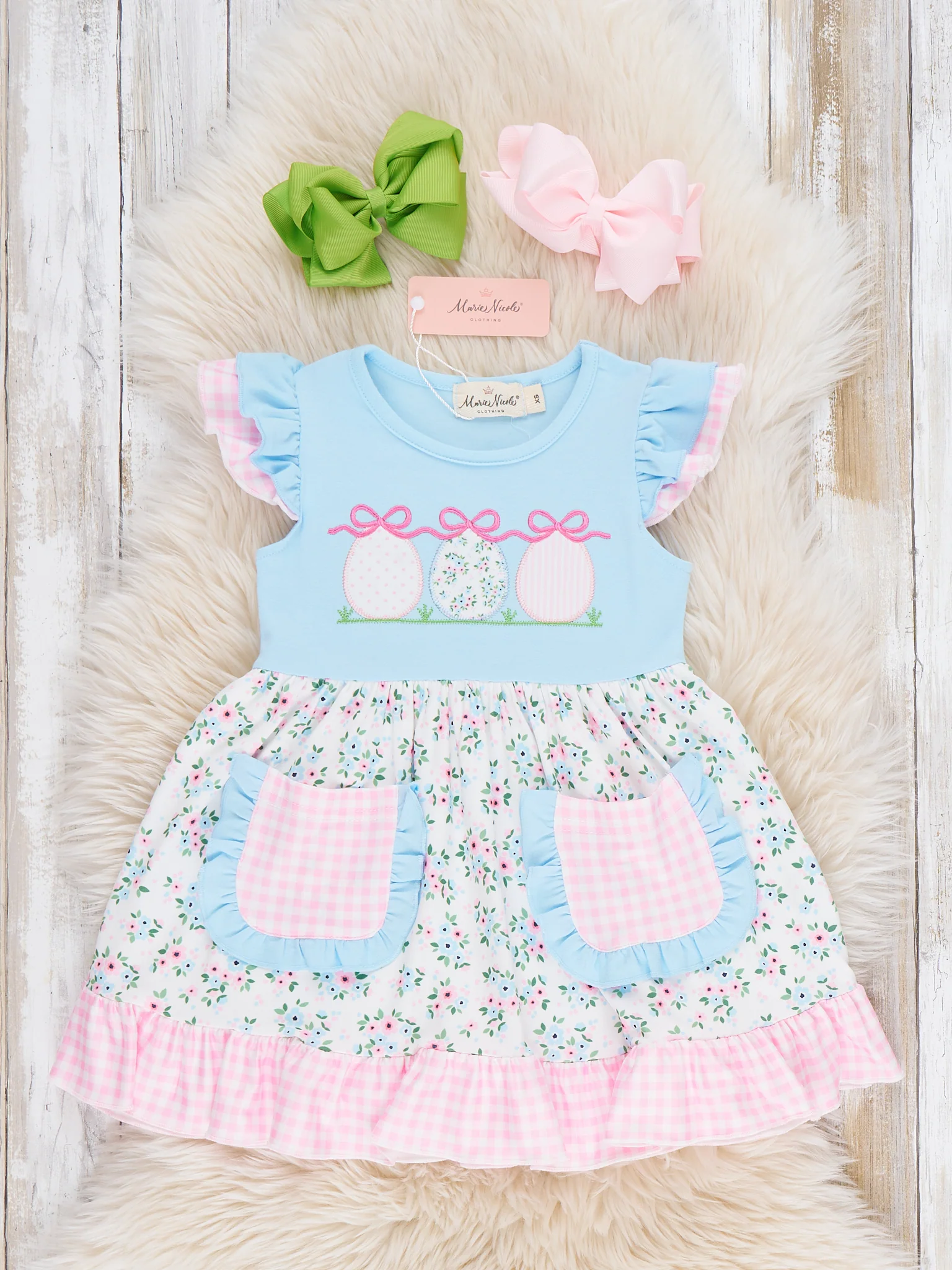 Ribbons & Eggs Garden Embroidered Ruffle Dress