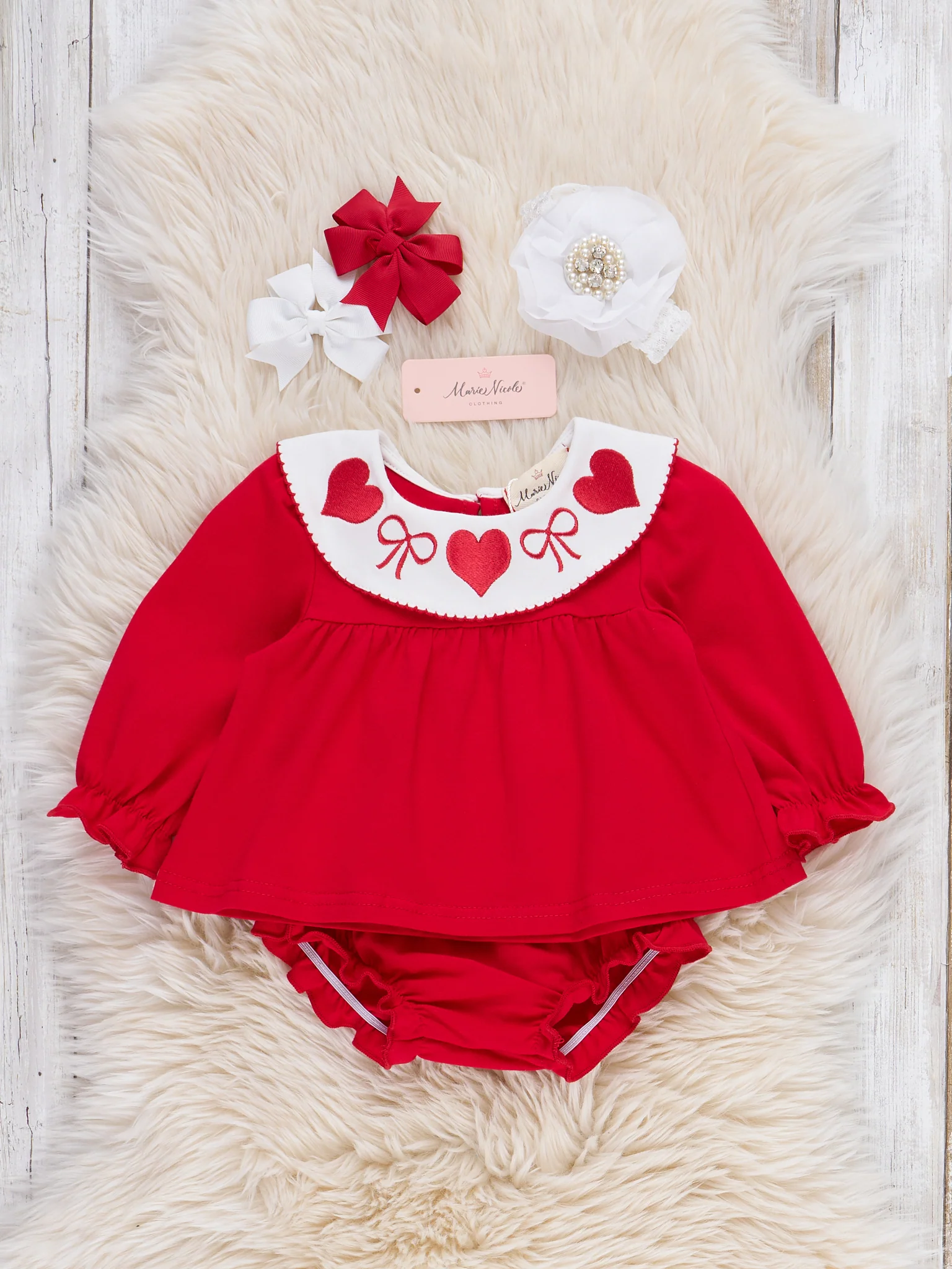 Ribbons & Hearts Embroidered Bloomers Outfit