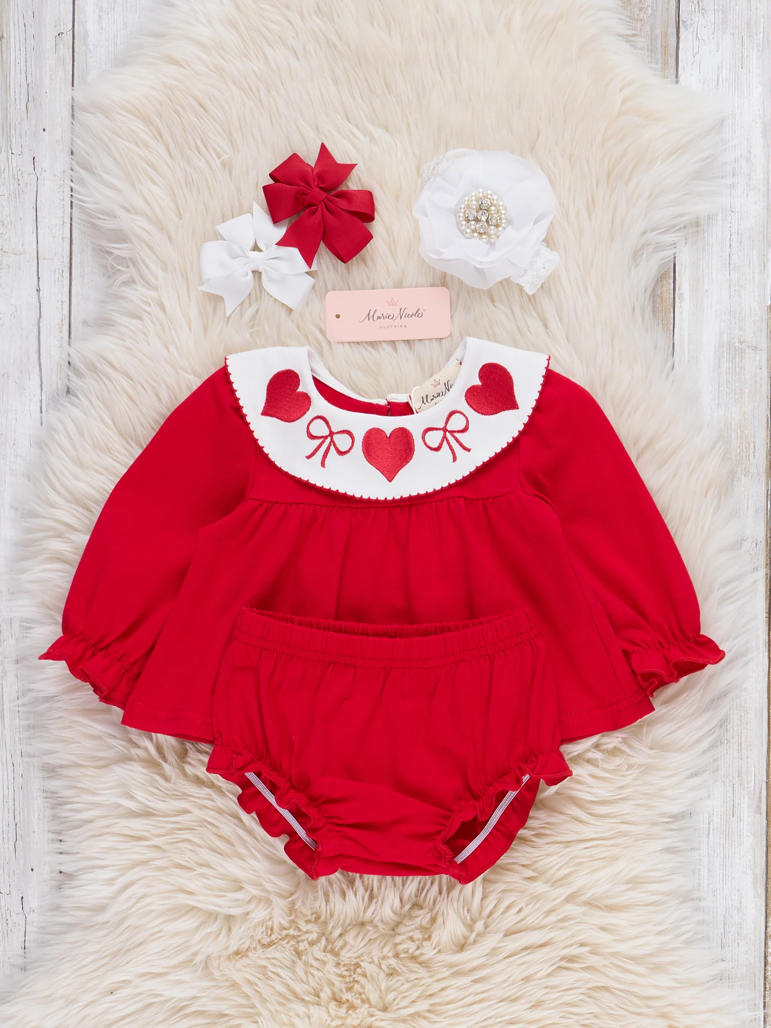 Ribbons & Hearts Embroidered Bloomers Outfit - Image 3