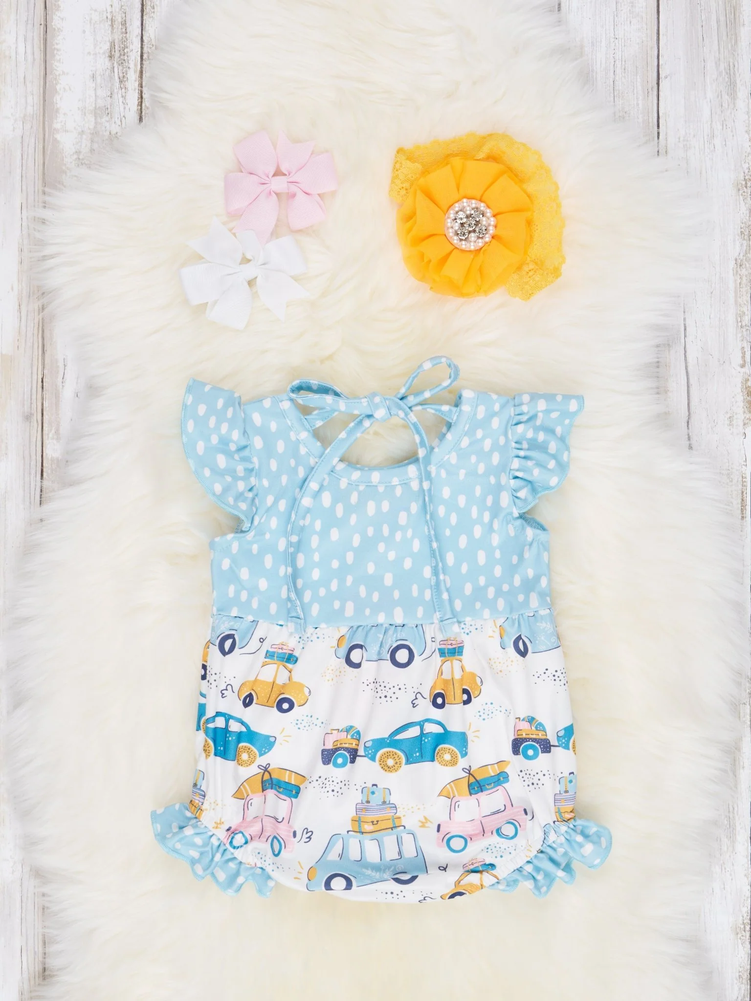 Road Trip Ruffle Bubble Romper - Image 2
