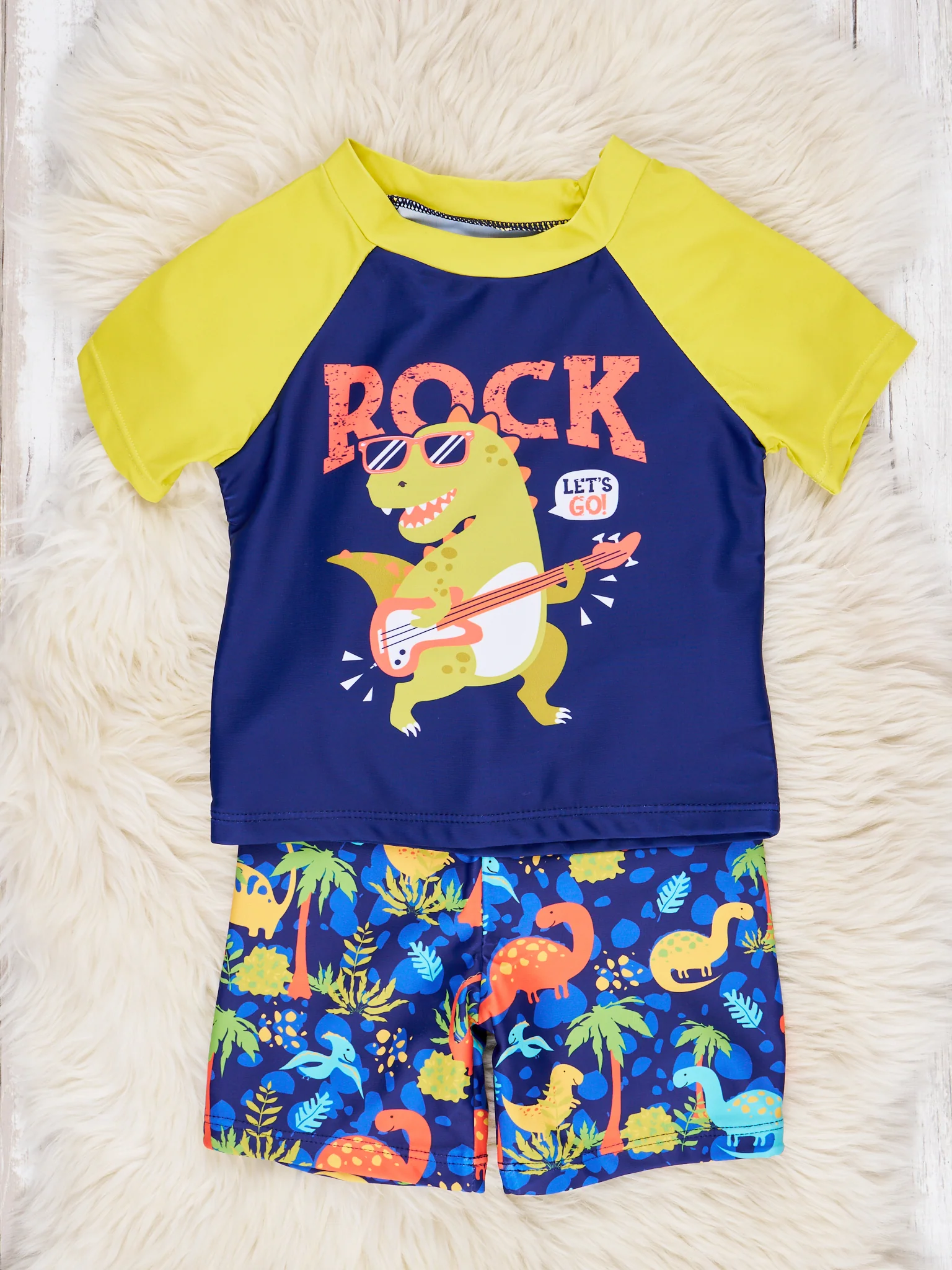 Rock & Roll Dino Rash Guard Swimsuit