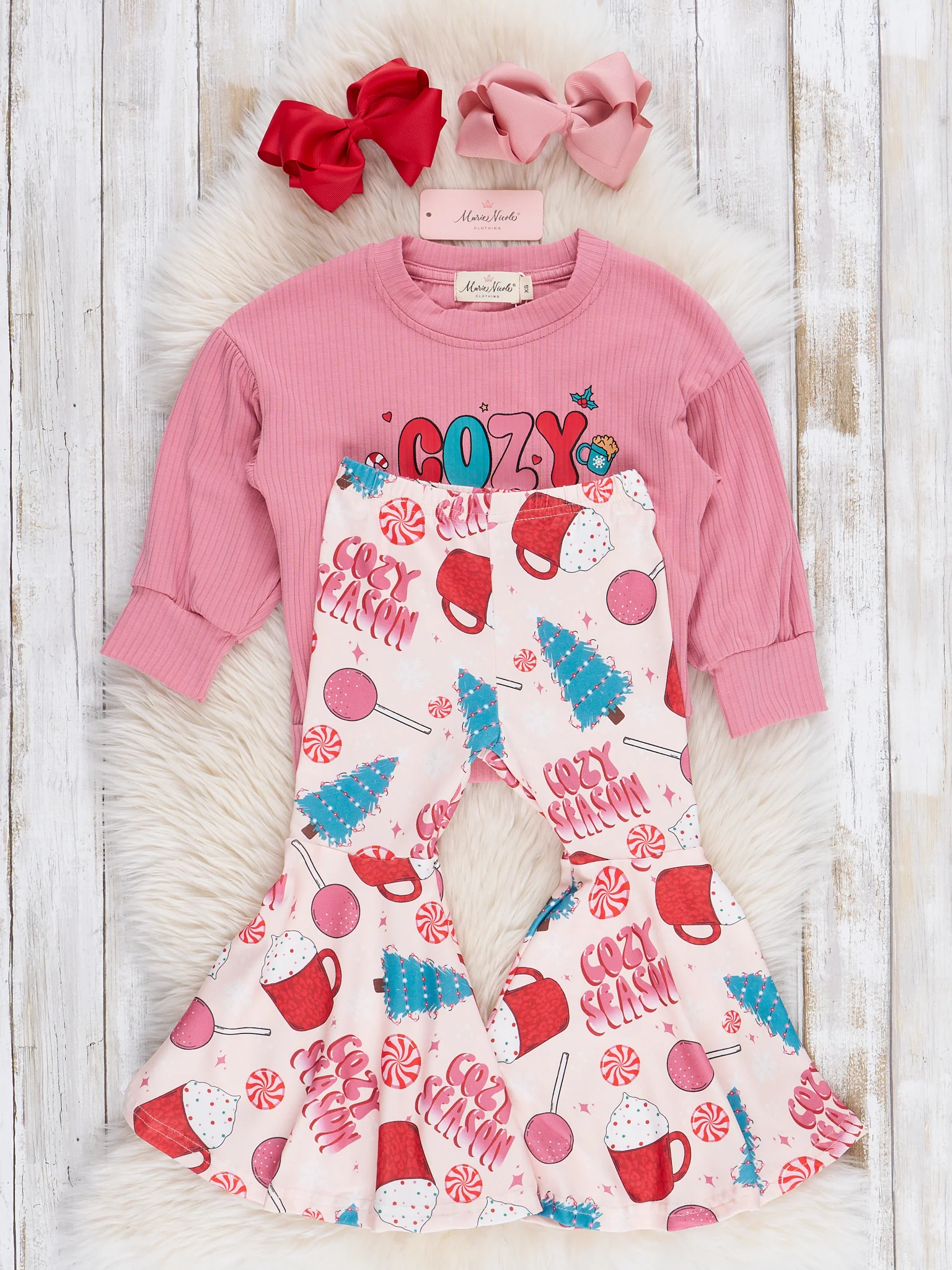 Rose "Cozy Vibes" Bell Bottoms Outfit - Image 3