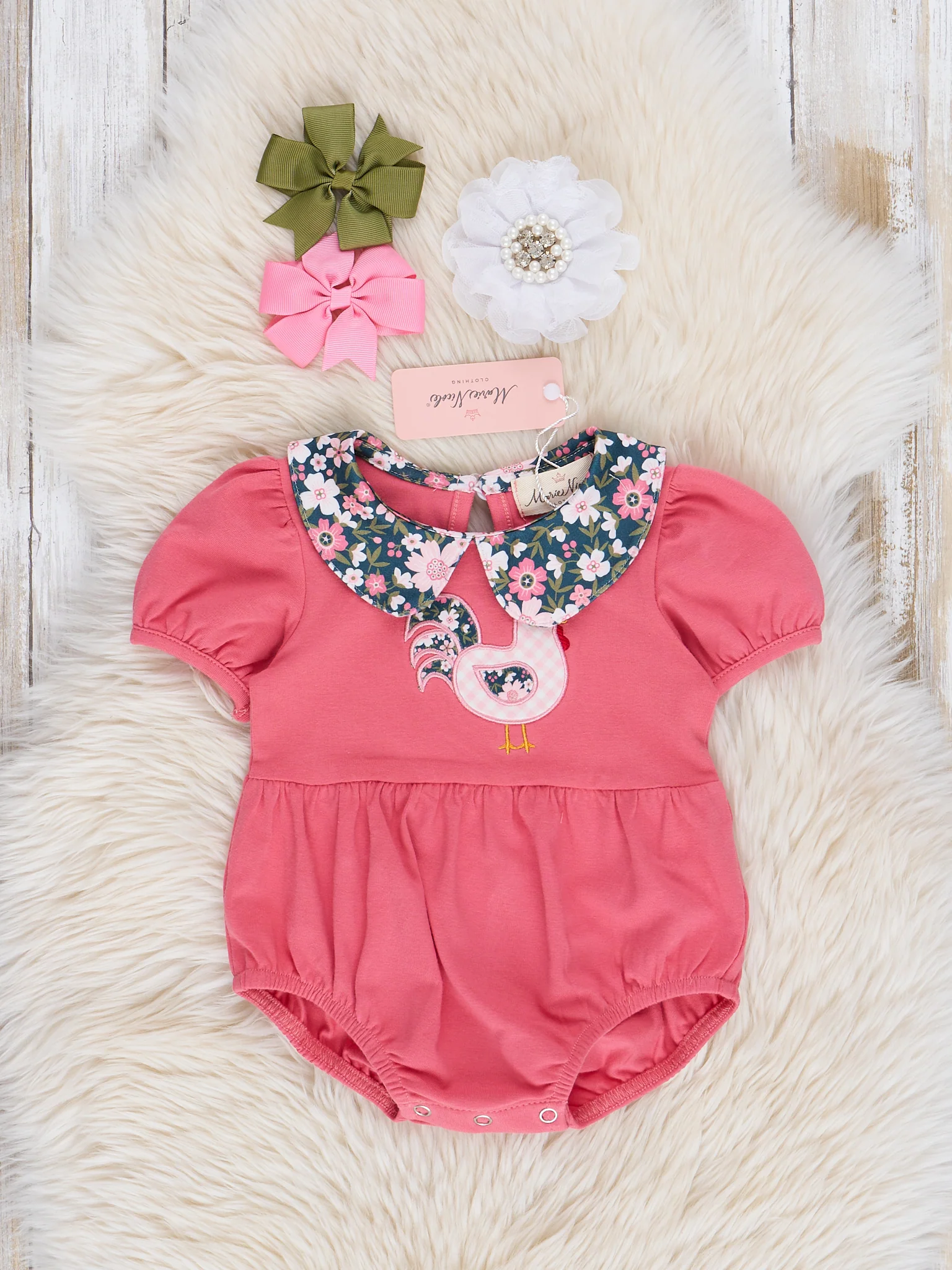 Rose Floral Embroidered Hen Bubble Romper