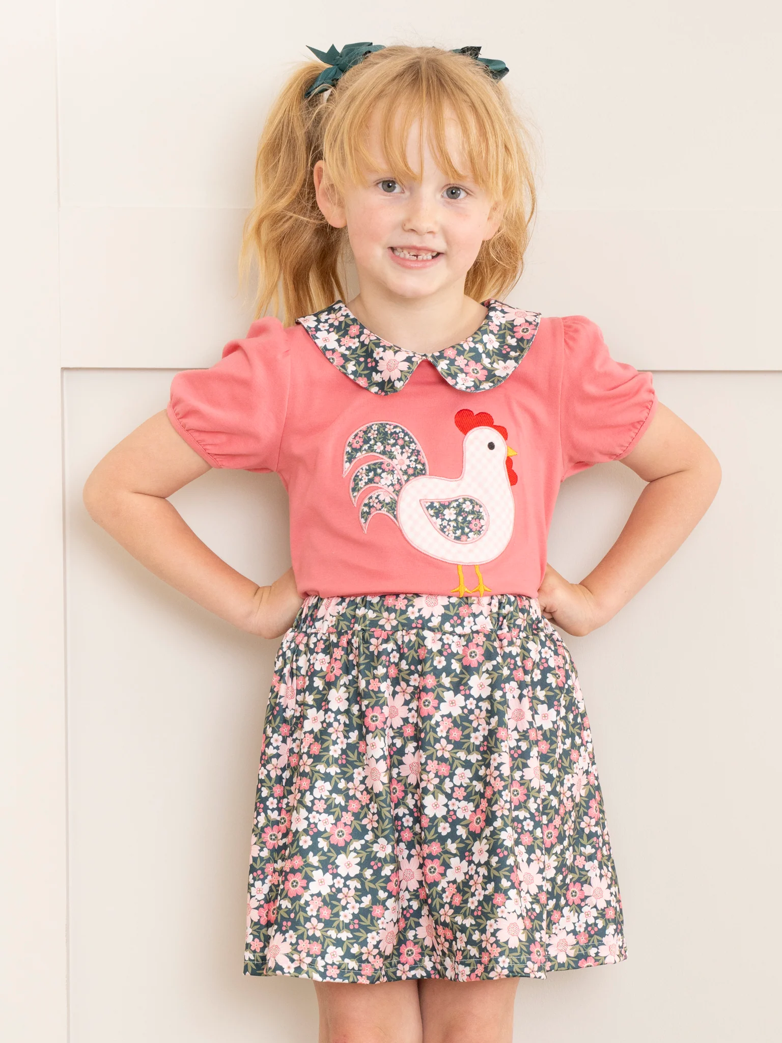 Rose Floral Embroidered Hen Outfit w/ Skirt - Image 2