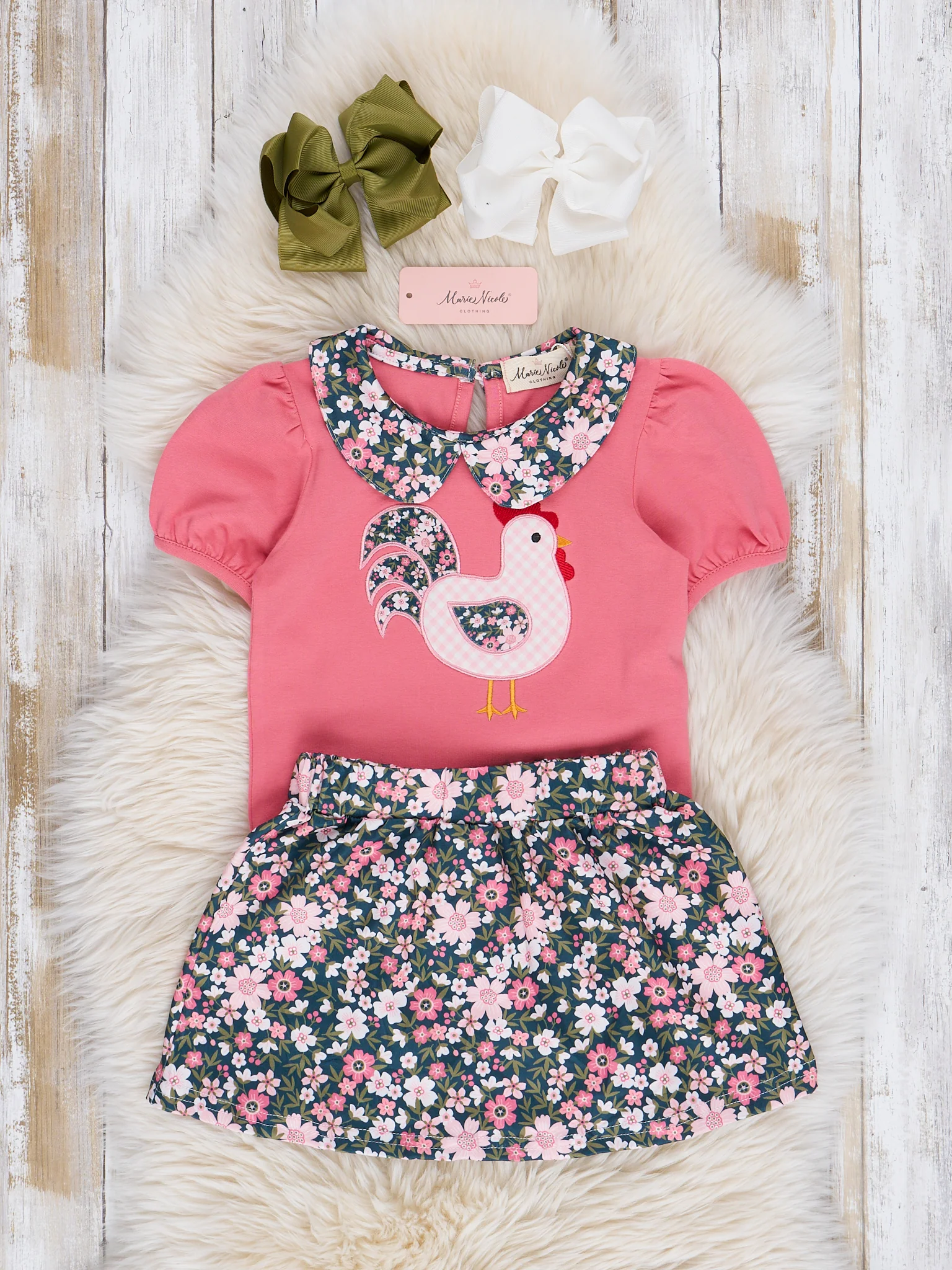 Rose Floral Embroidered Hen Outfit w/ Skirt - Image 3