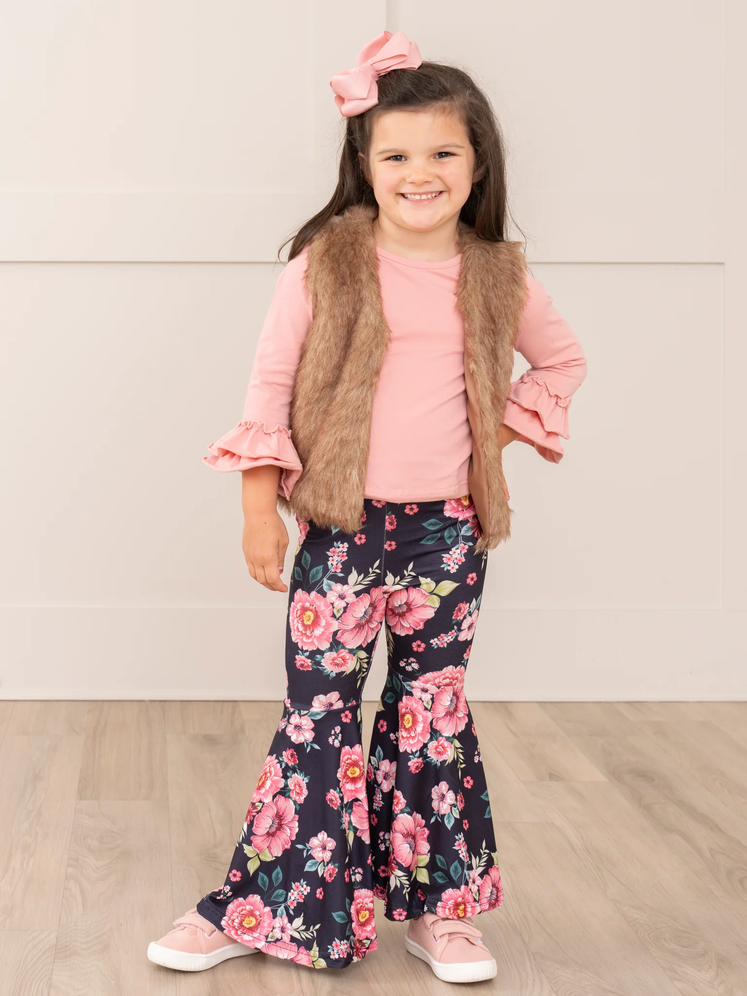 Pink Garden Bell Bottoms 3 Piece Set