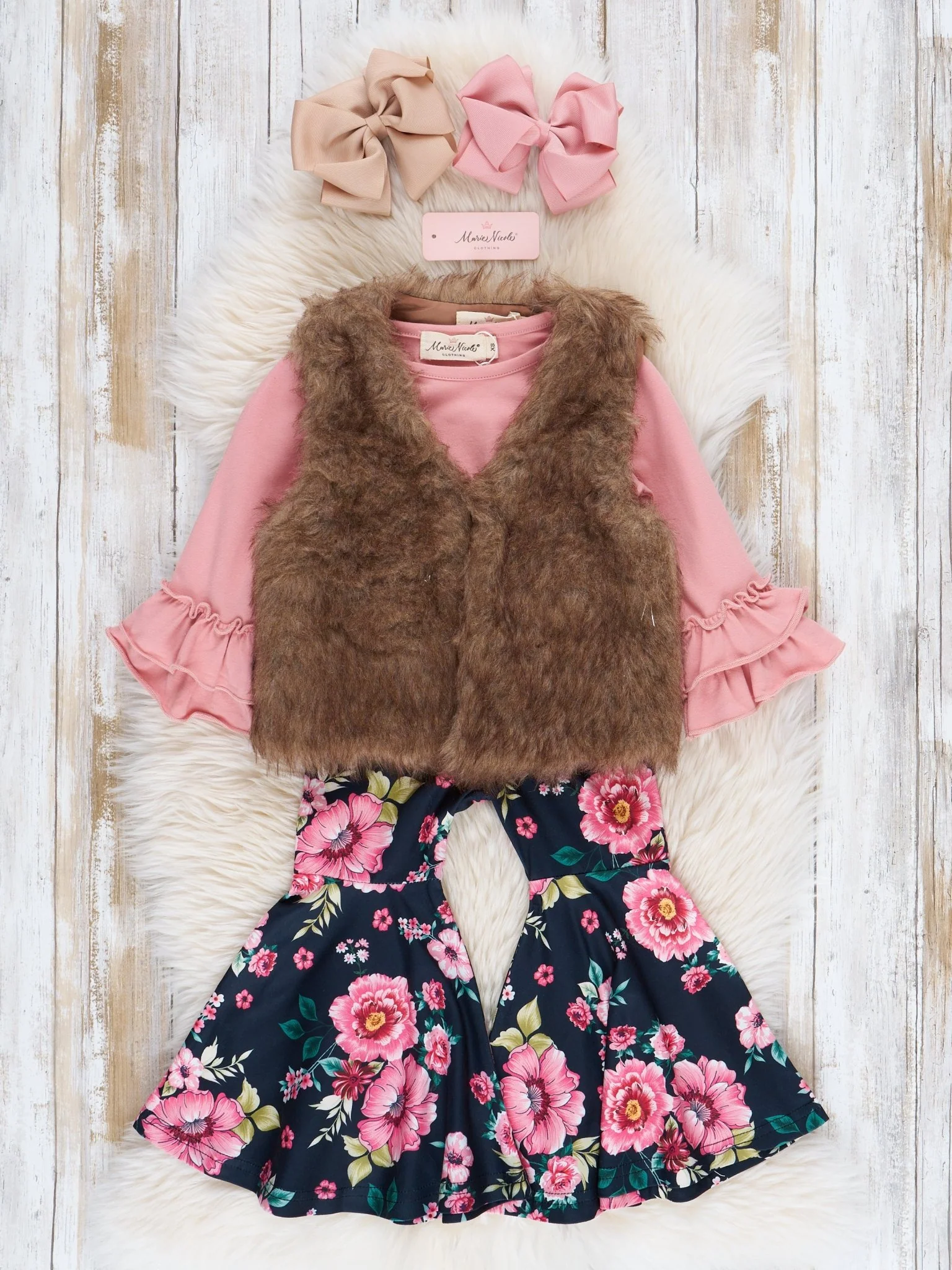 Pink Garden Bell Bottoms 3 Piece Set - Image 2