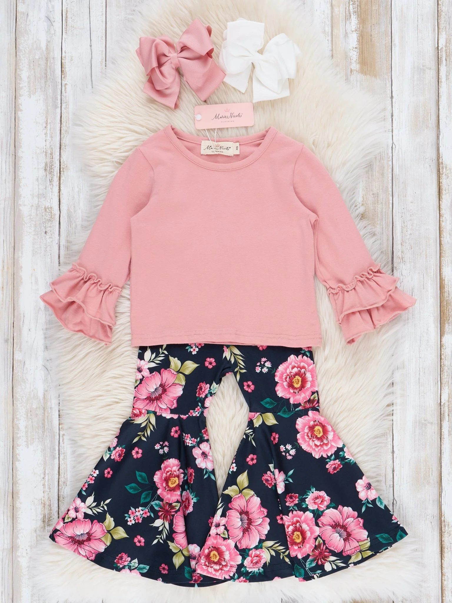 Pink Garden Bell Bottoms 3 Piece Set - Image 3