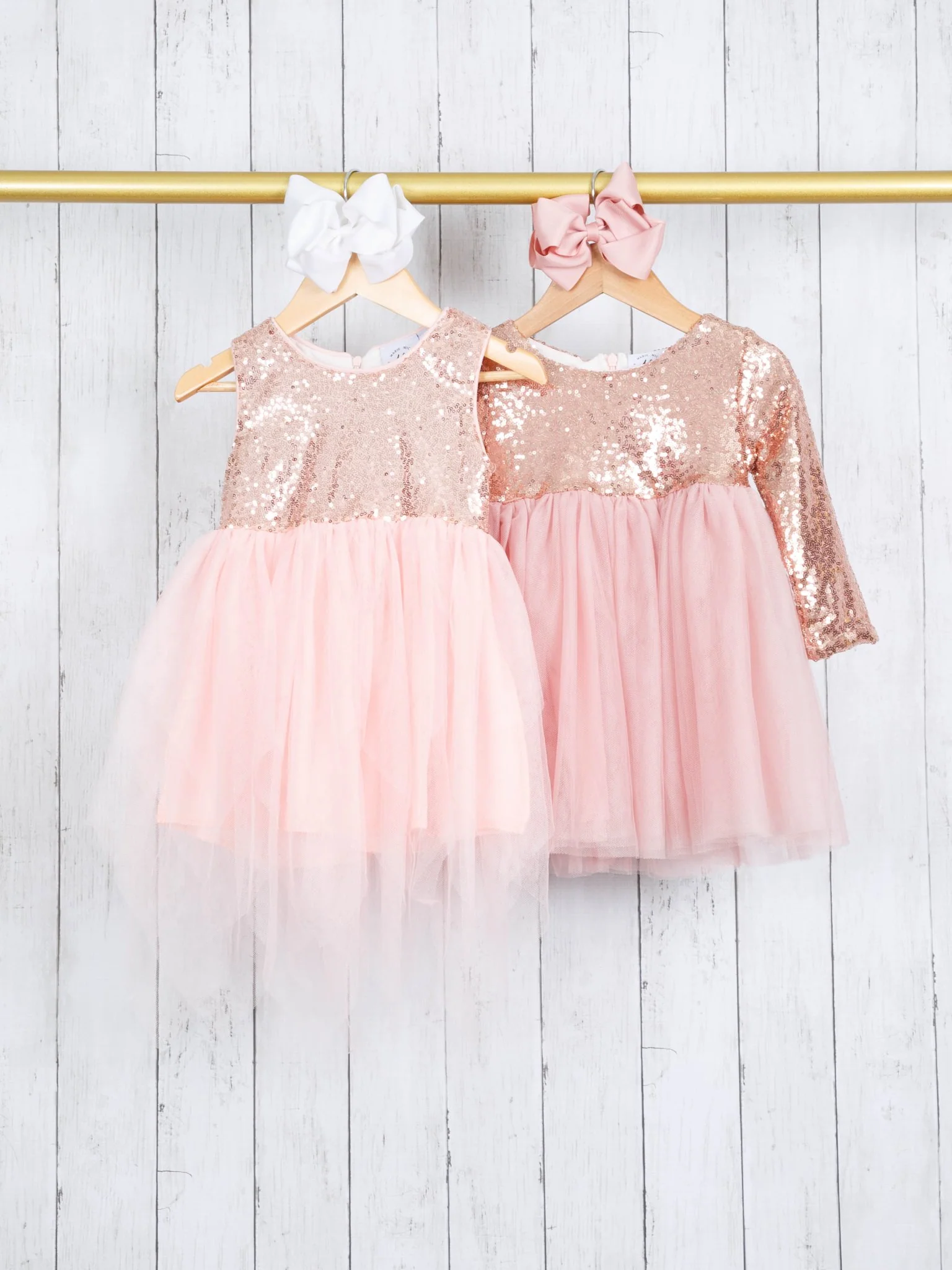Rose Gold Tulle Sequin Dress - Image 3